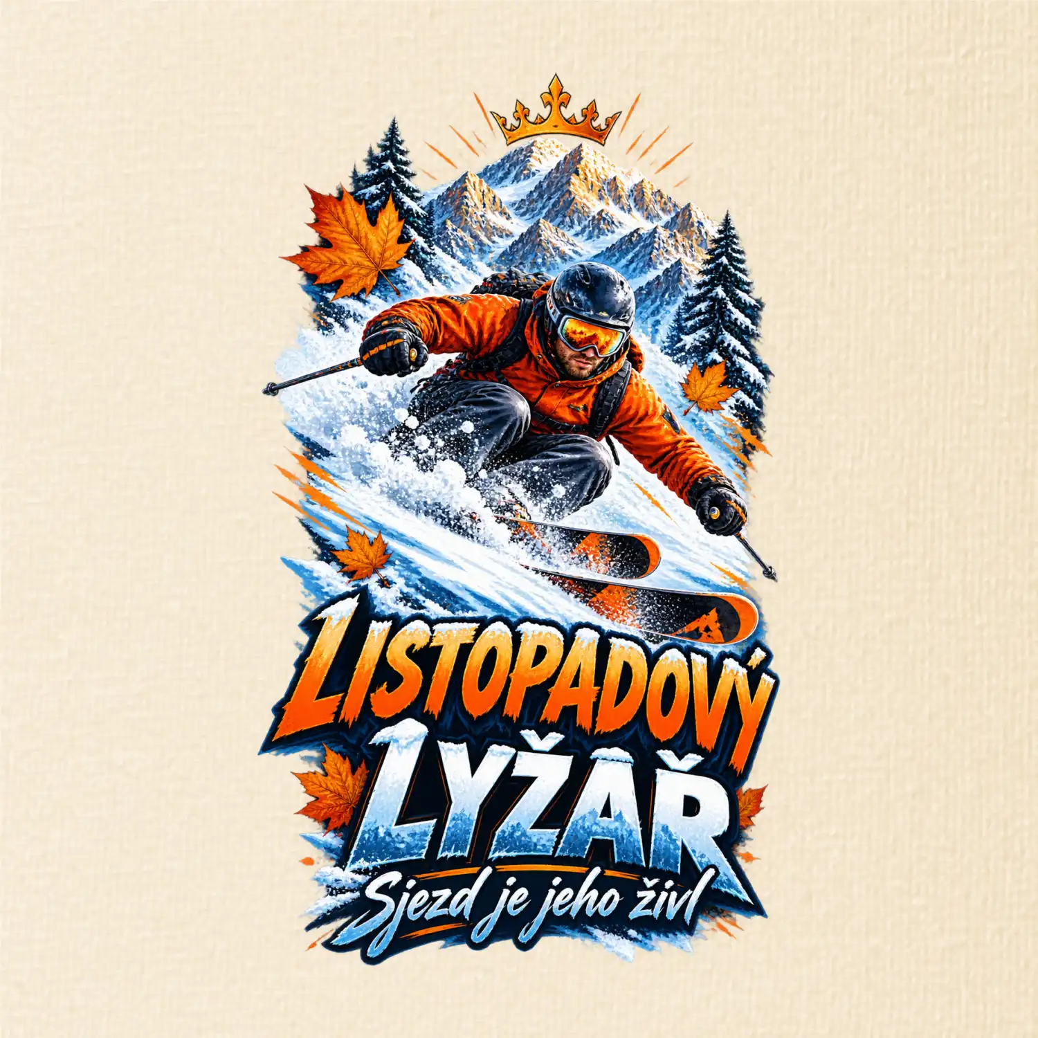 Listopadový lyžař král zasněžených svahů