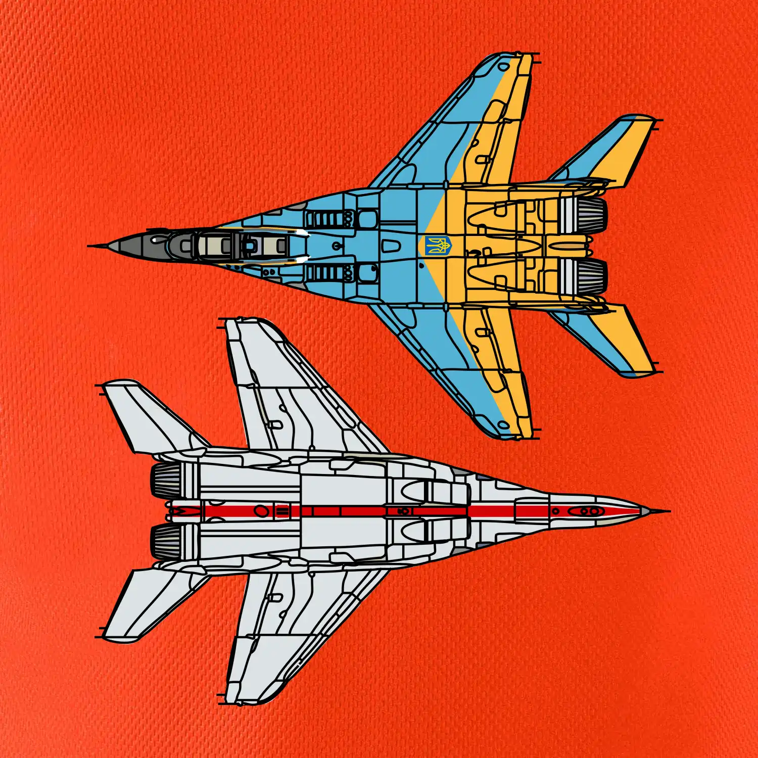 Mig 29 Fulcrum ze spoda a ze zhora