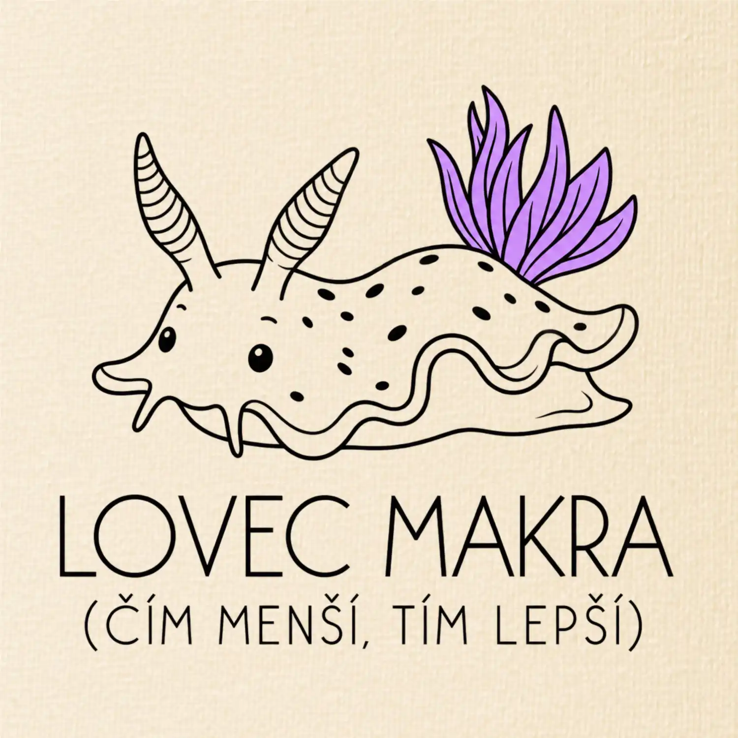 Lovec makra nahožábrý mořský plž s fialovými žábrami