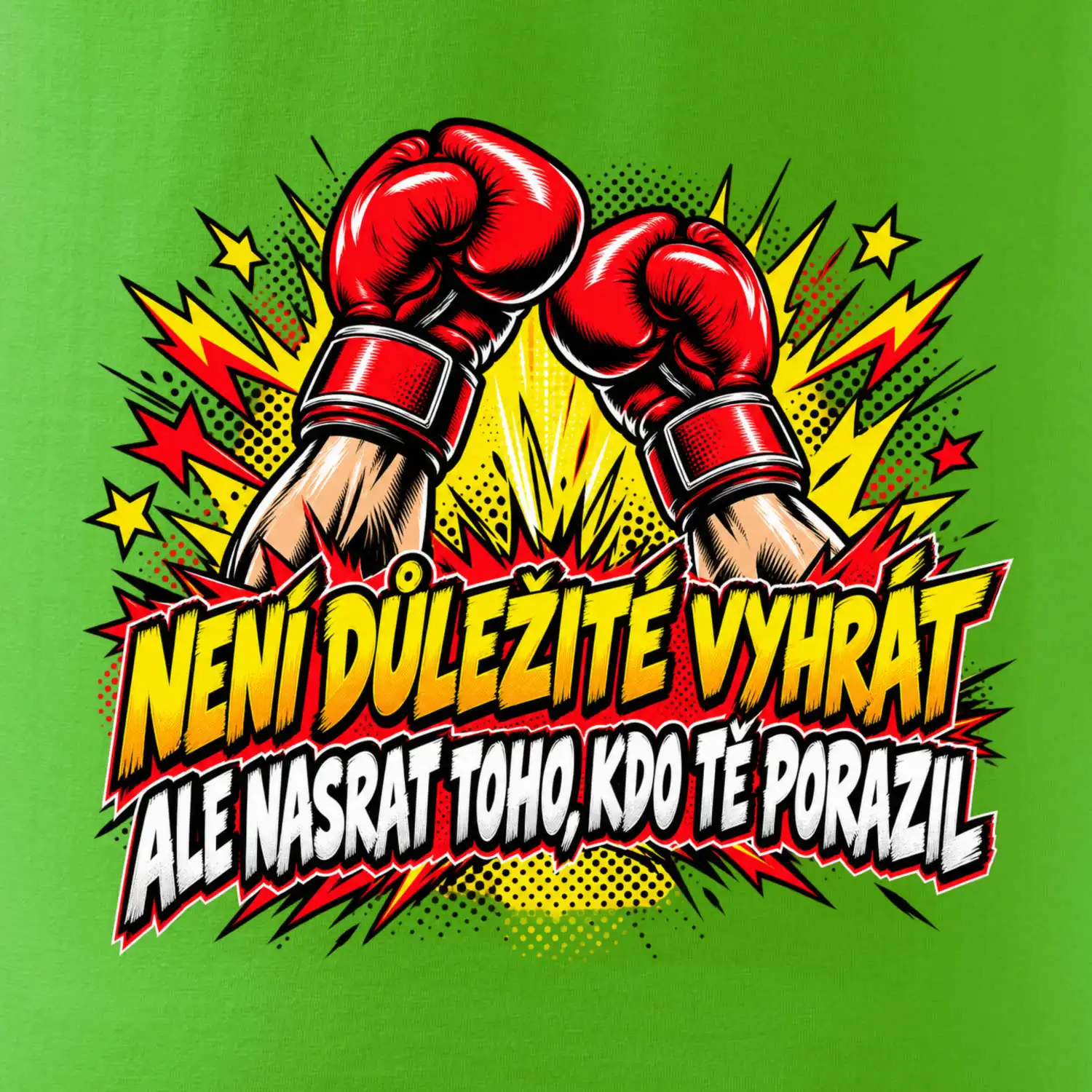 Není důležité vyhrát - komiksové červené boxerské rukavice
