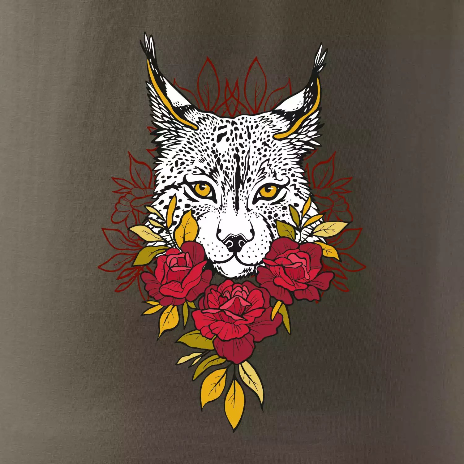 Rys s červenými růžemi  (Pecka design)