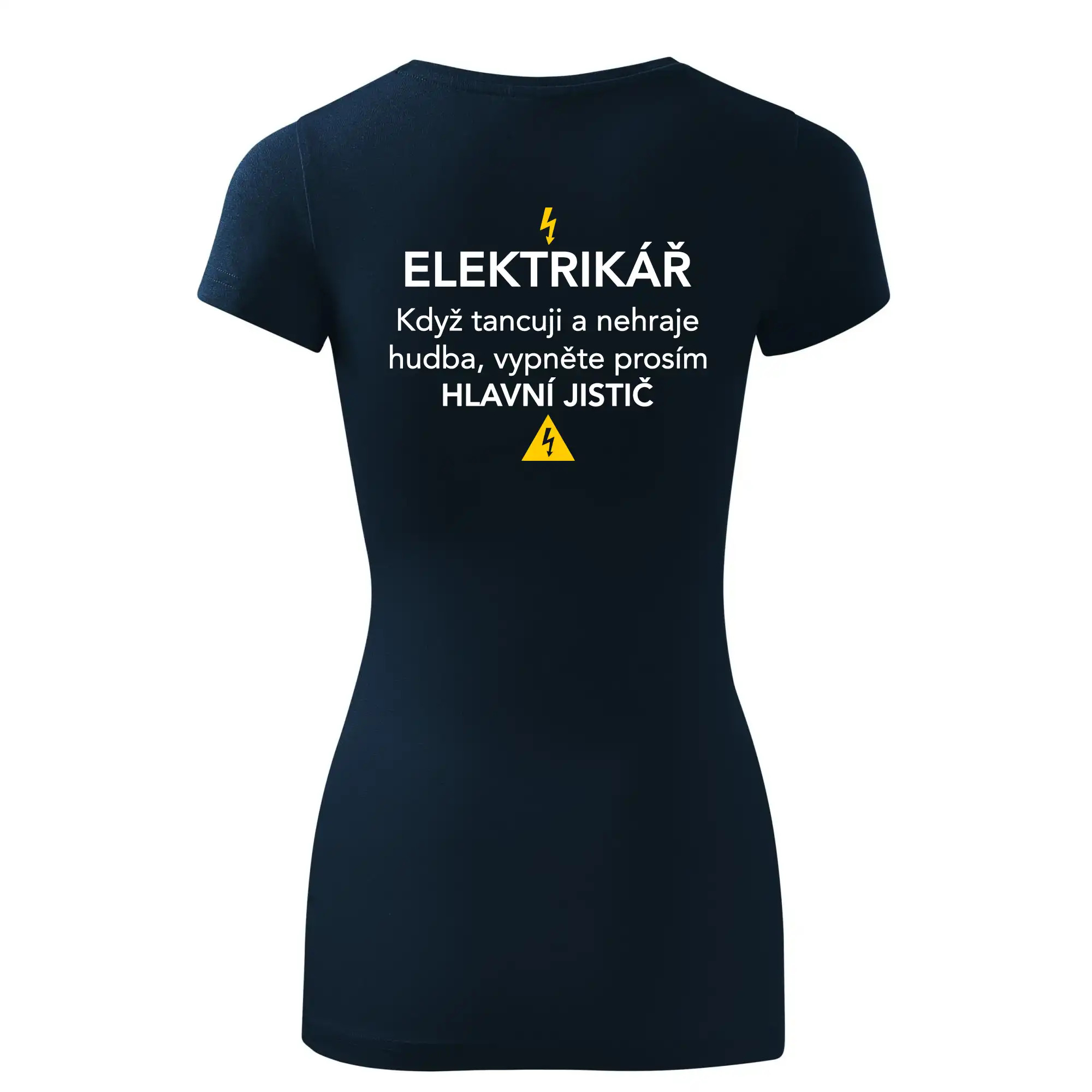 Elektrikář - hlavní jistič - Nápis na zádech