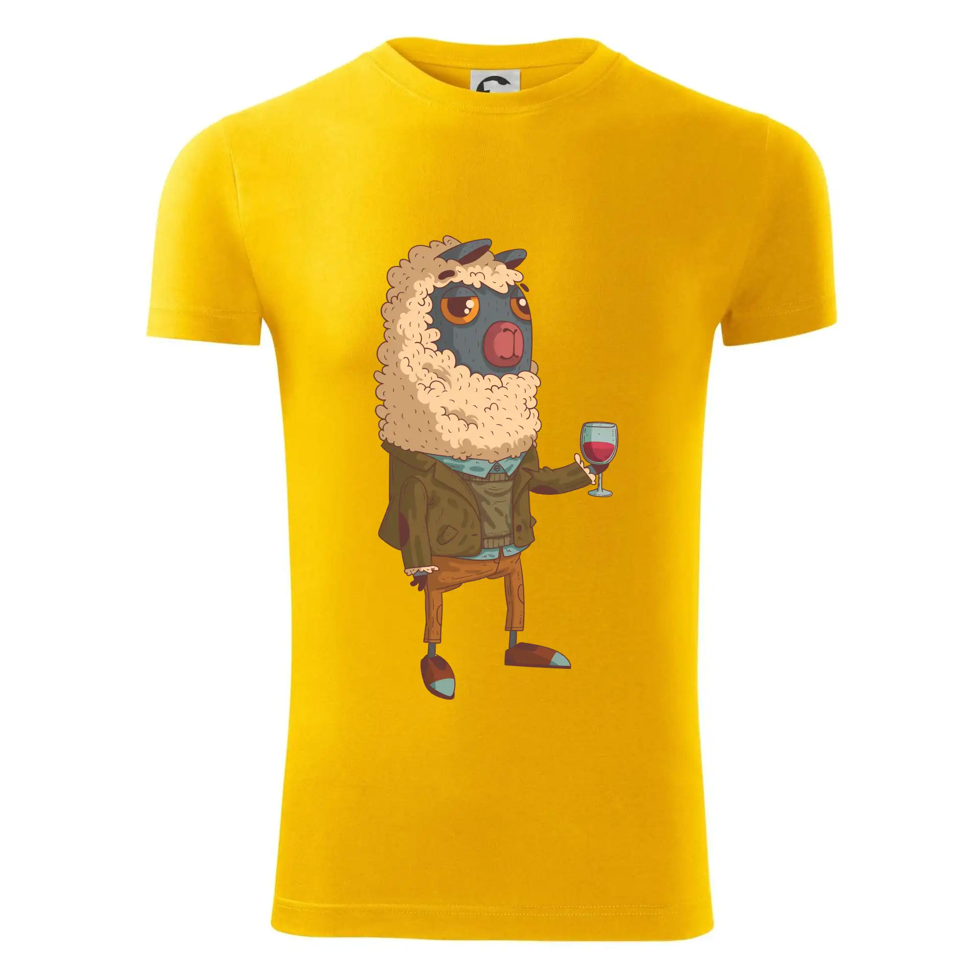 Alpaka s vínem muž