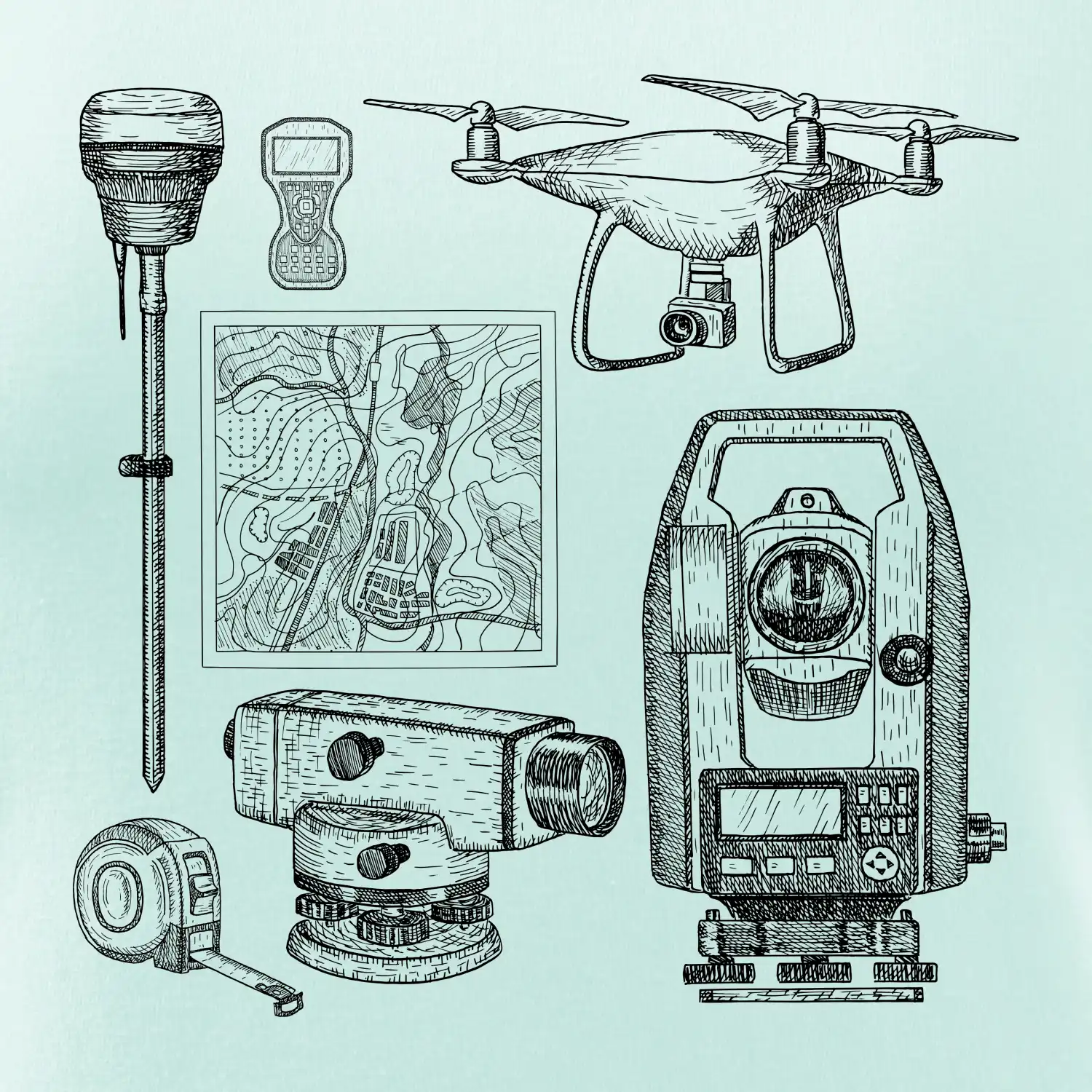 Geodet teodolit dron