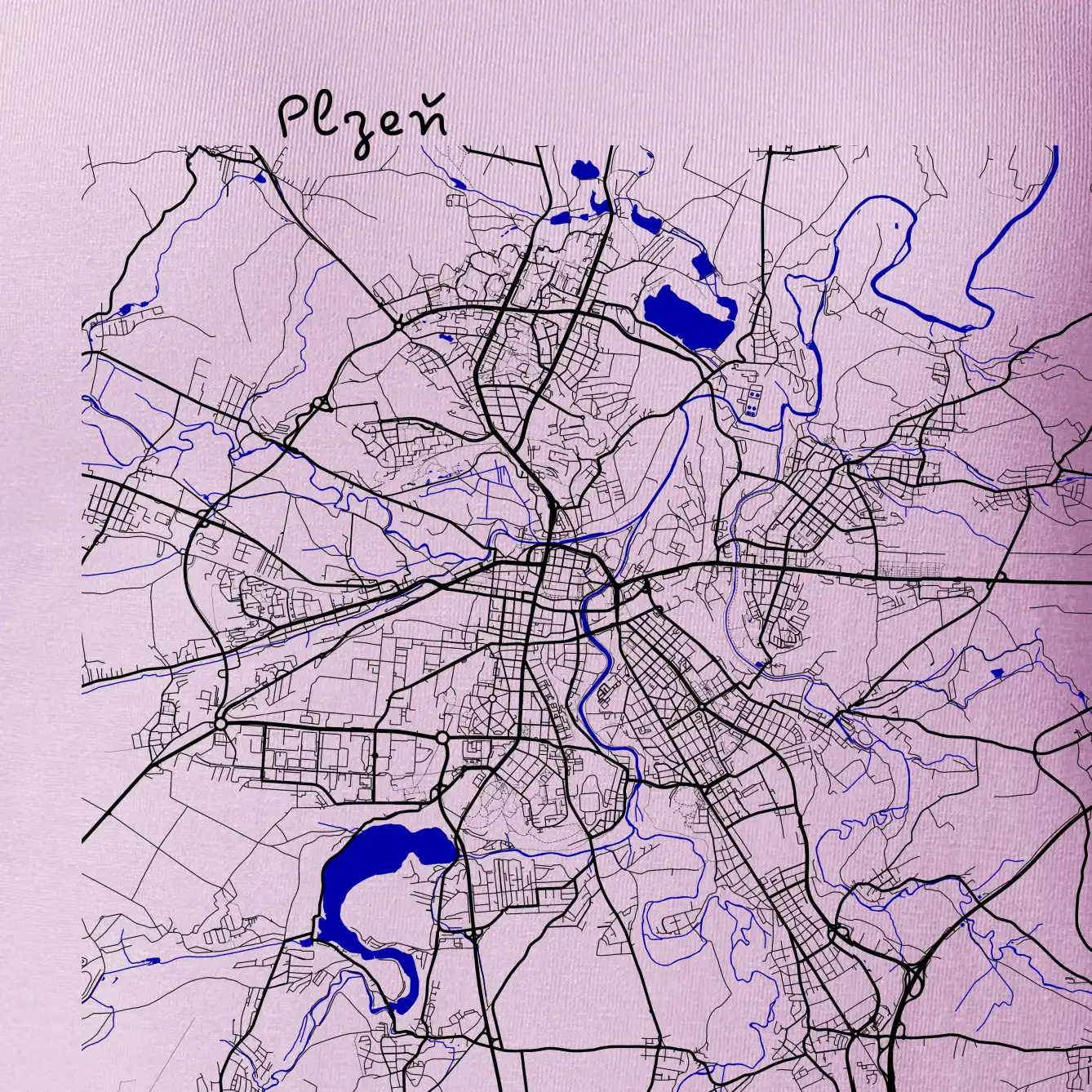 Plzeň mapa s vodními toky