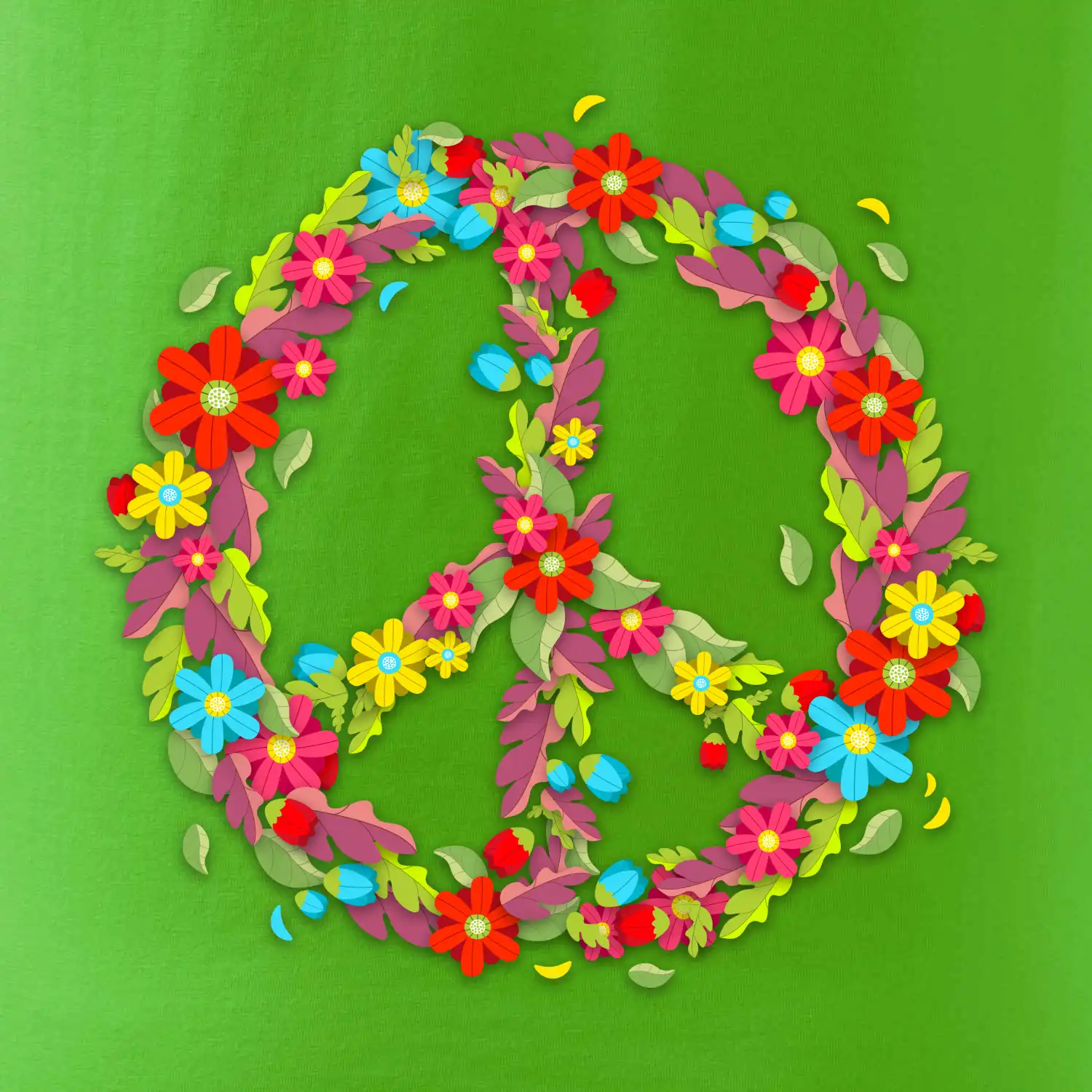 Peace symbol červené květiny