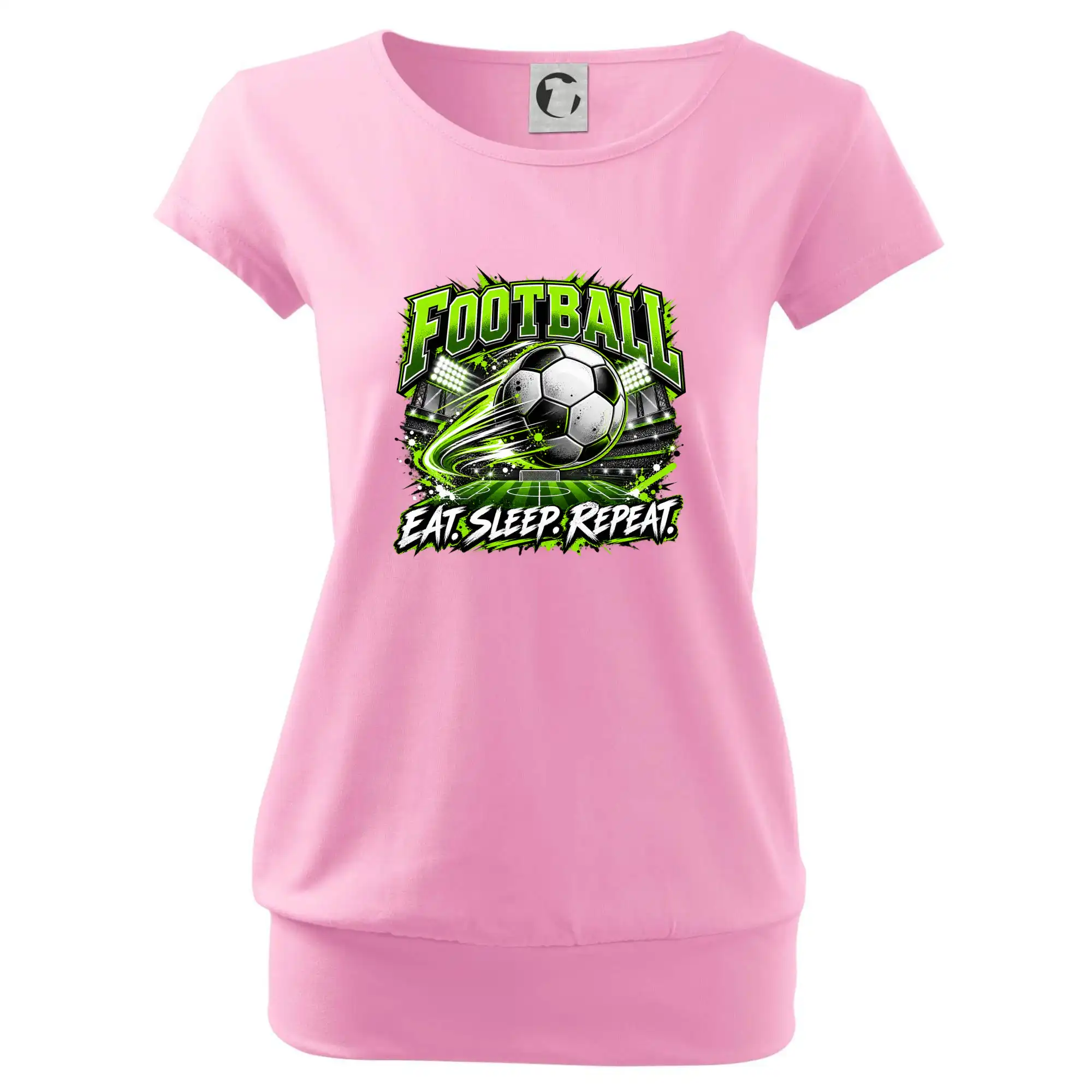 Fotbalový míč a stadion eat sleep repeat