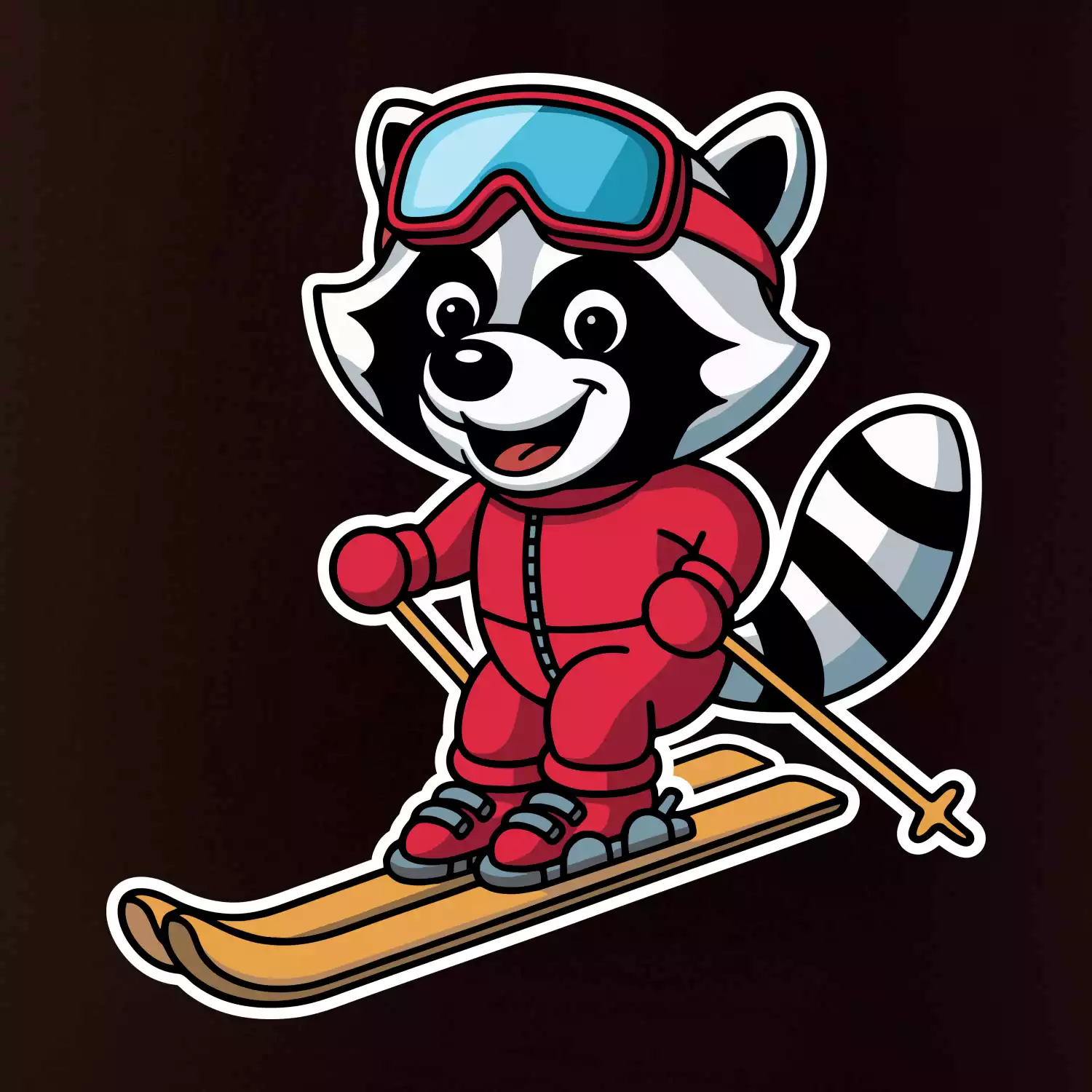 Mýval na lyžích - kreslený