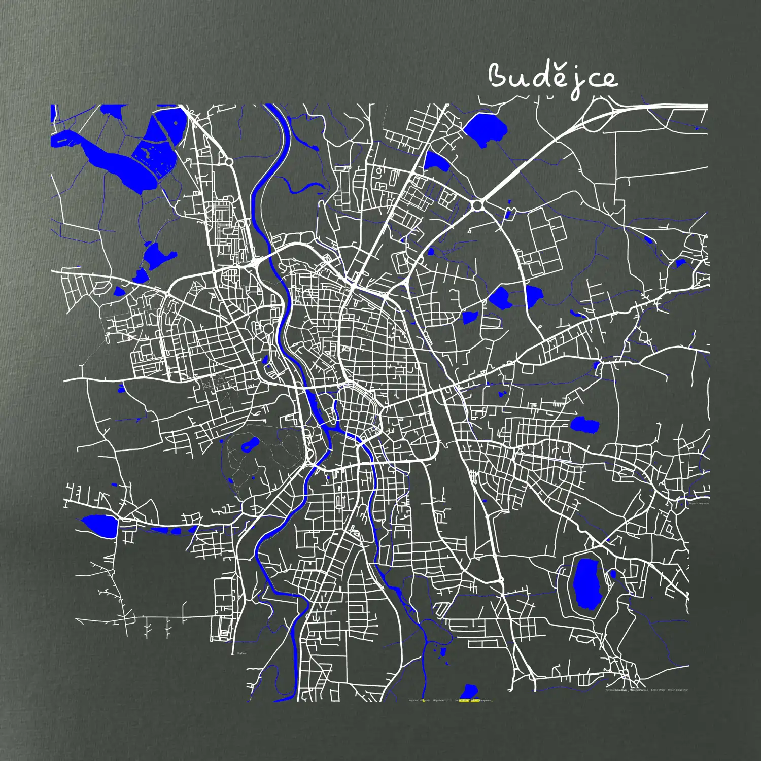 Budějce  - Mapa s vodními toky