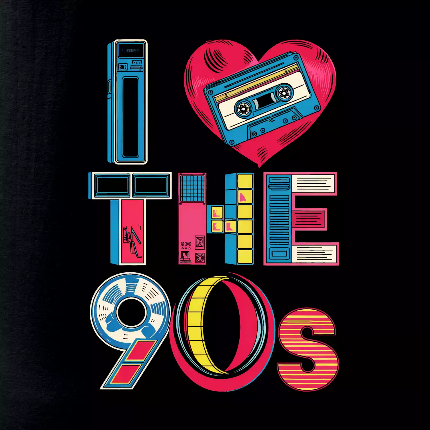 I love 90s - srdce a kazeta