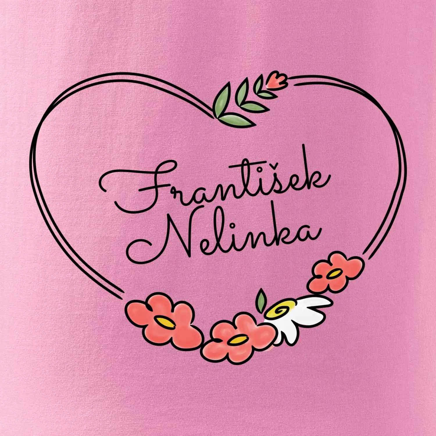 Srdce velké - Tričko se jmény dětí