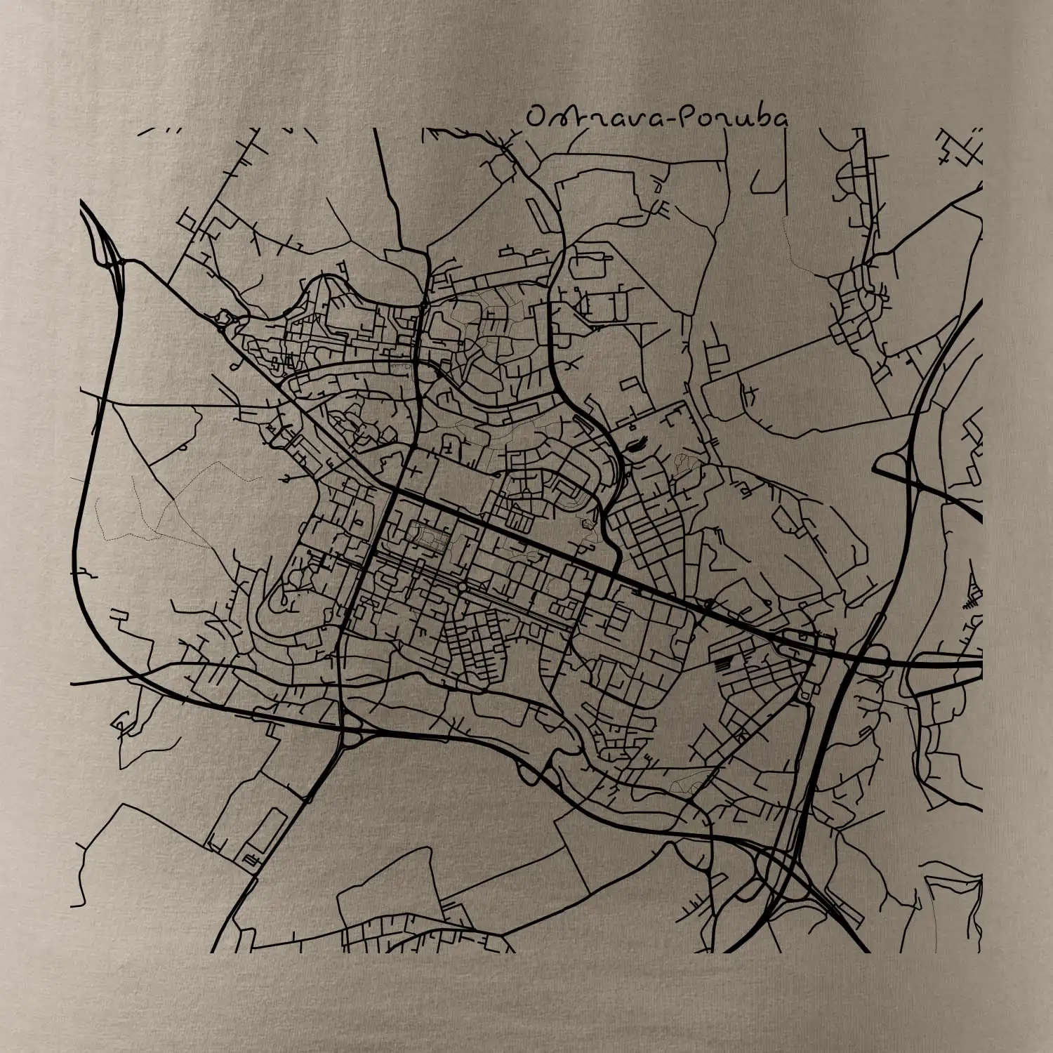 Mapy měst černobílé Ostrava Poruba