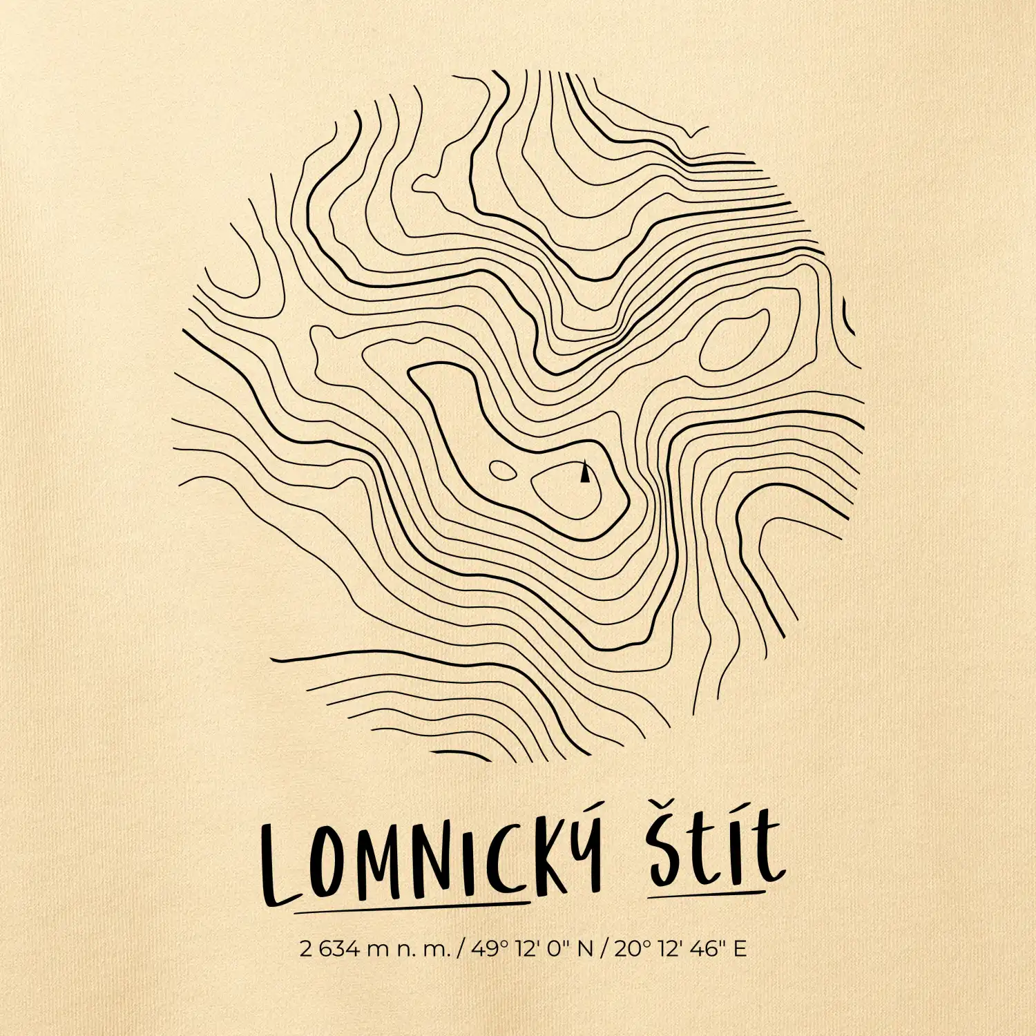 Lomnický štít - vrstevnice v kruhu