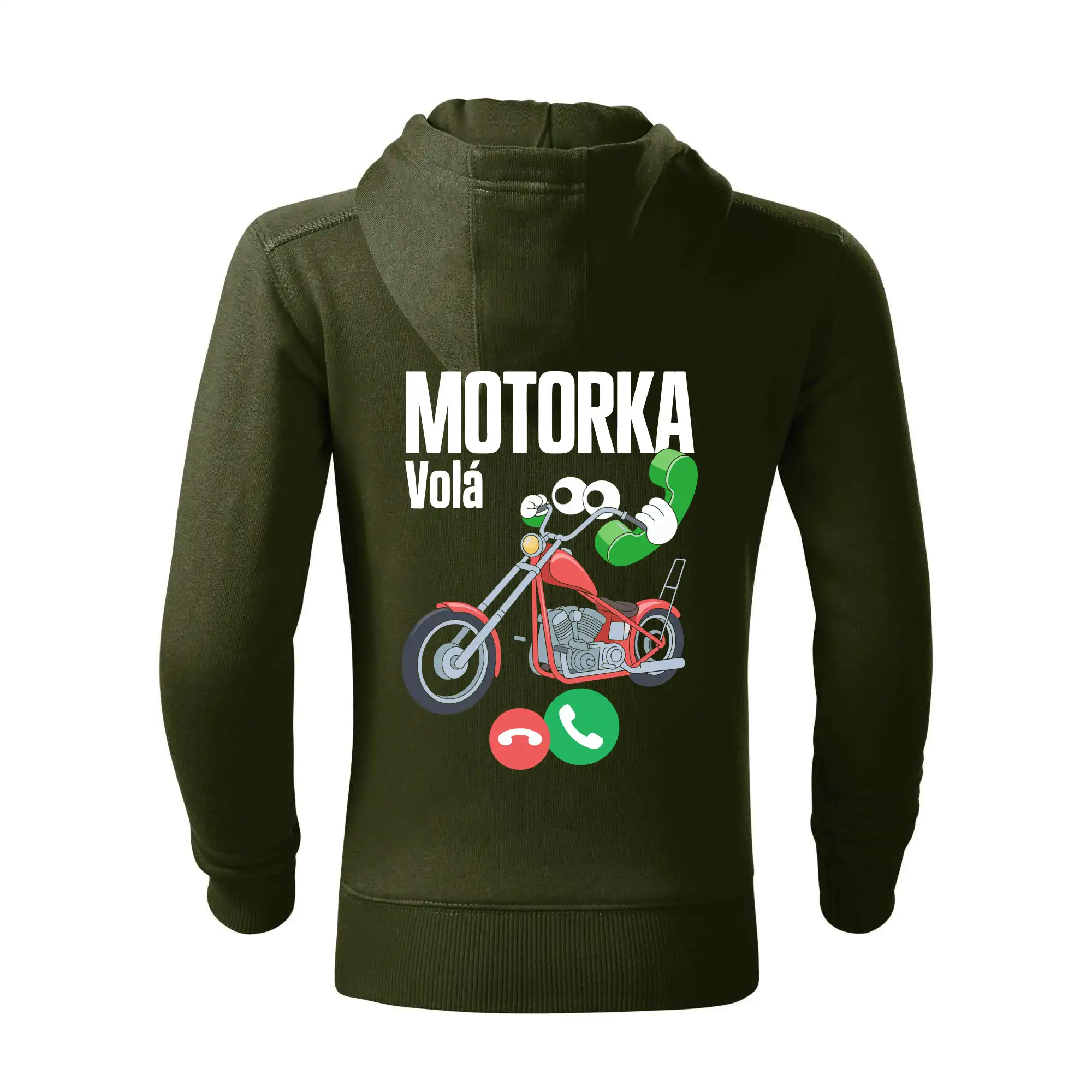 Karikatura motorka chopper volá