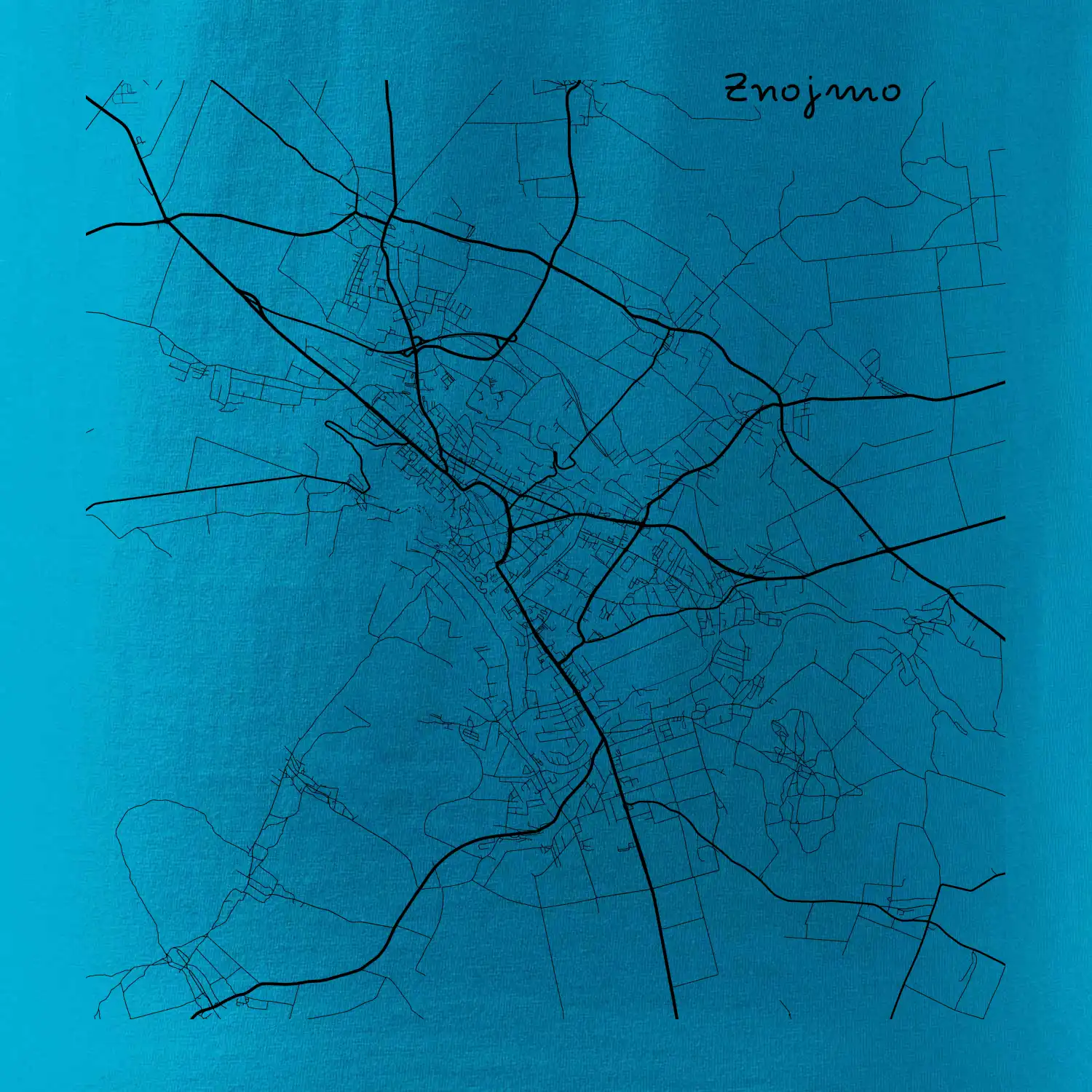 Černobílá mapa Znojmo