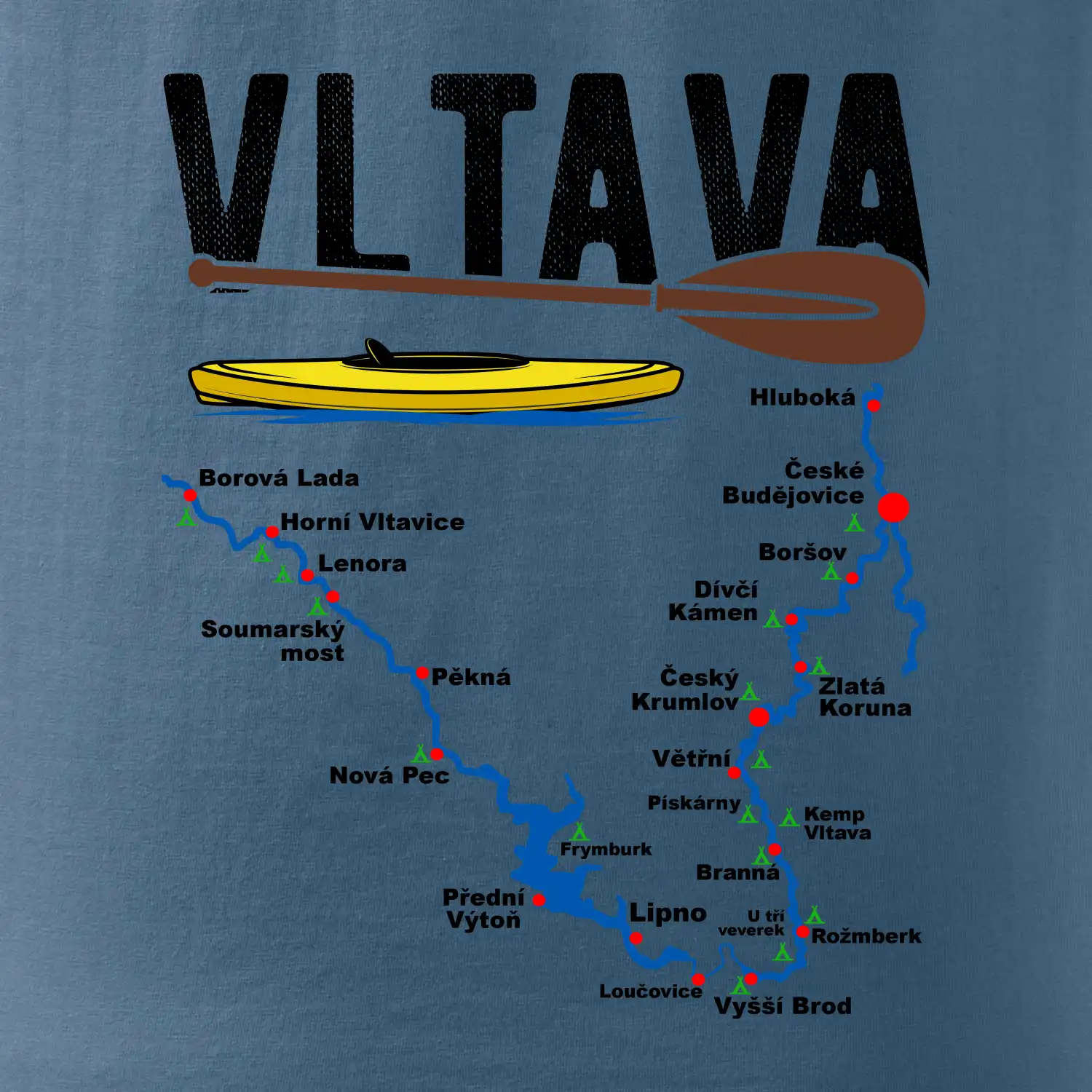 Mapa řeky Vltavy