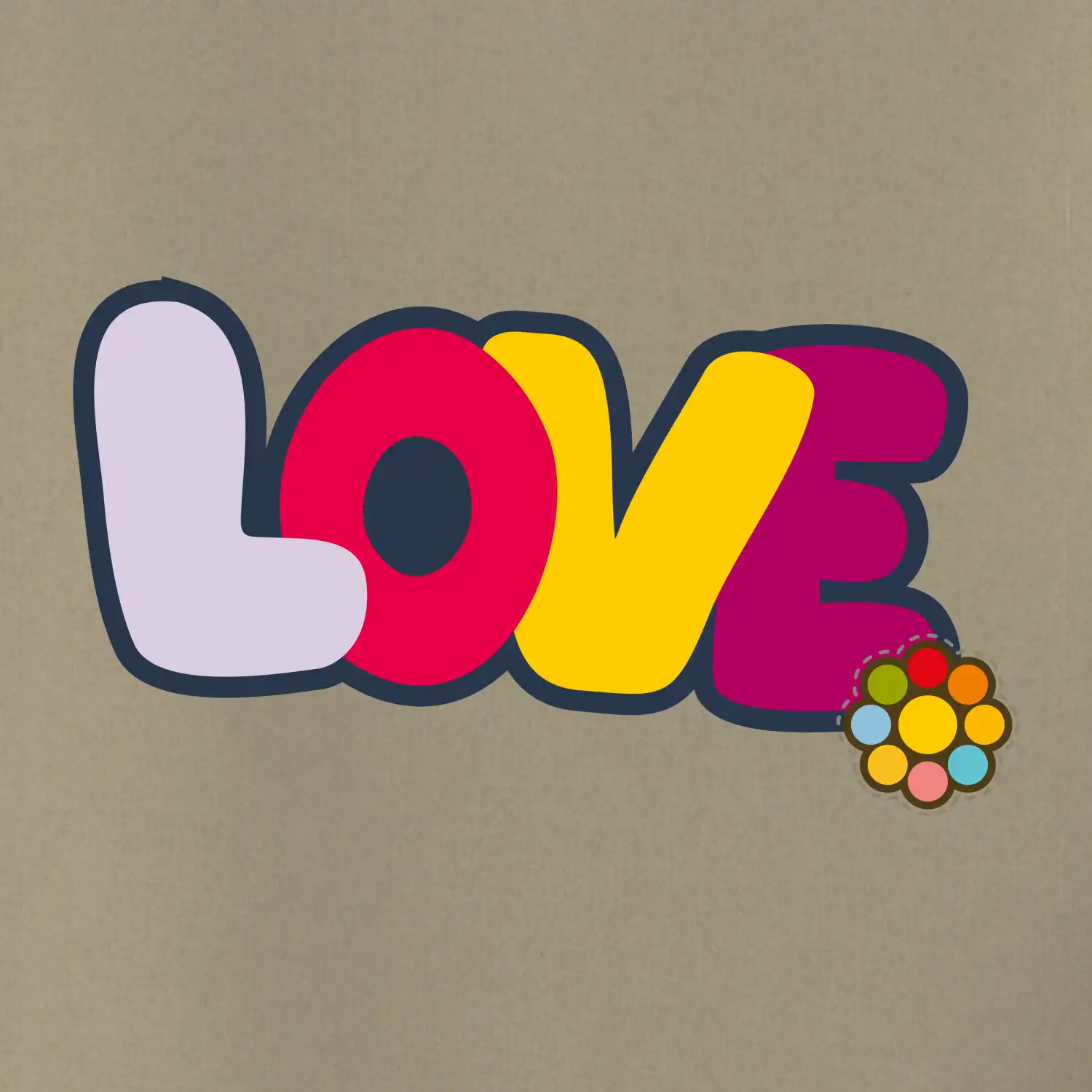 Love nápis s květinou