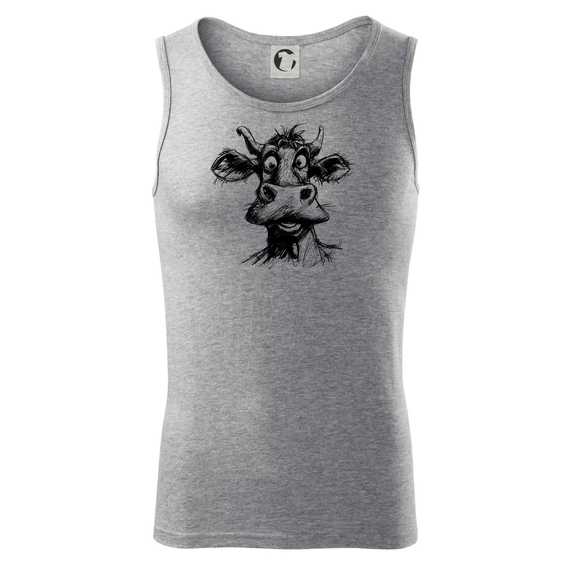 Černobílá karikatura světlá kráva hlava