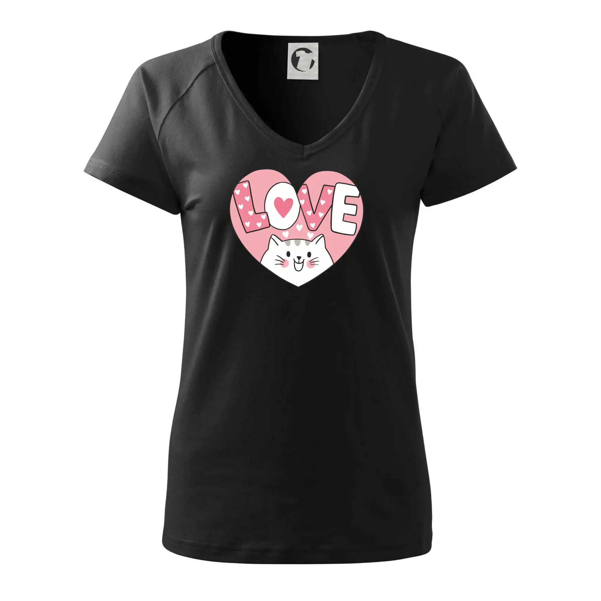 Kočka love - růžové srdce