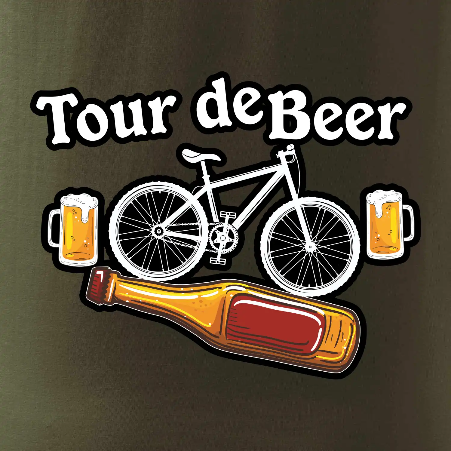 Tour de beer - kolo - pivo a nápis na zádech