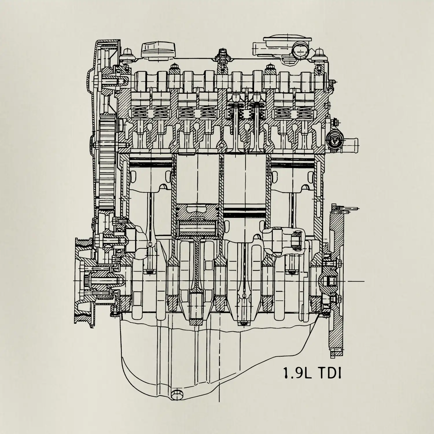 Motor Škoda/ VW 1.9L  TDI ze předu