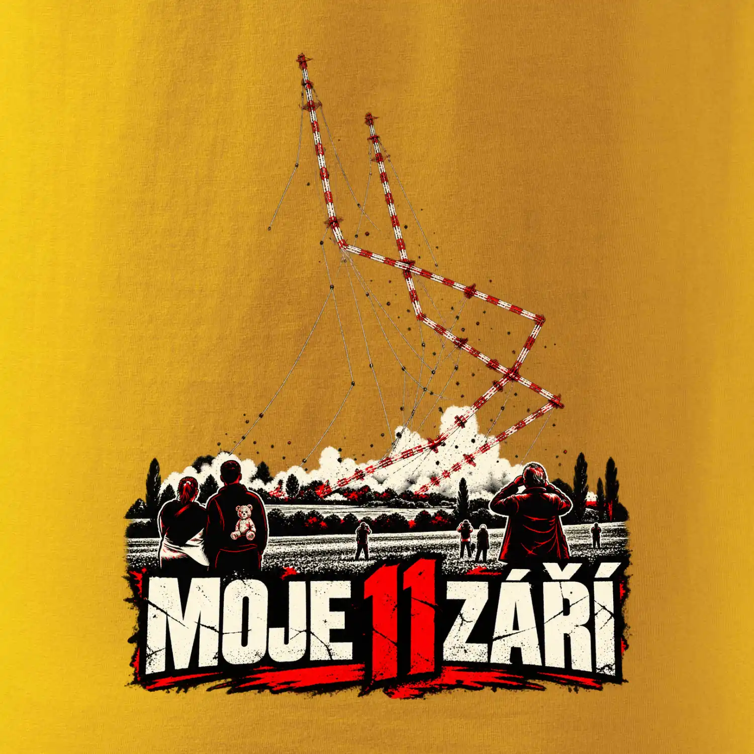 Liblice B demolice dvou stožárů moje 11 září dramatický potisk