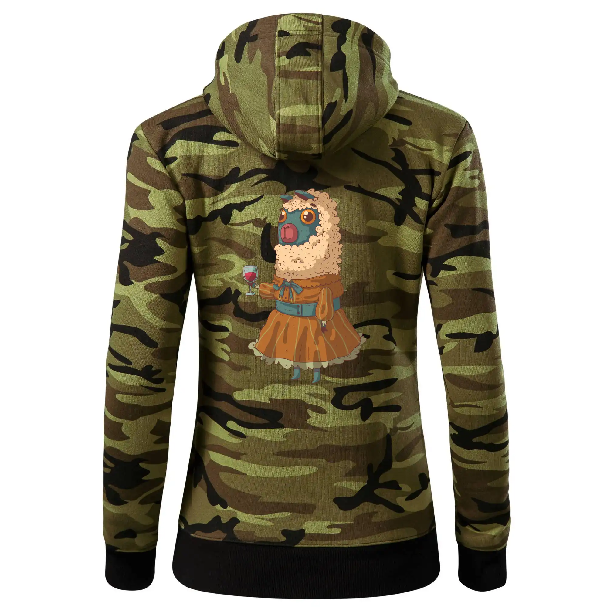 Alpaka s vínem žena