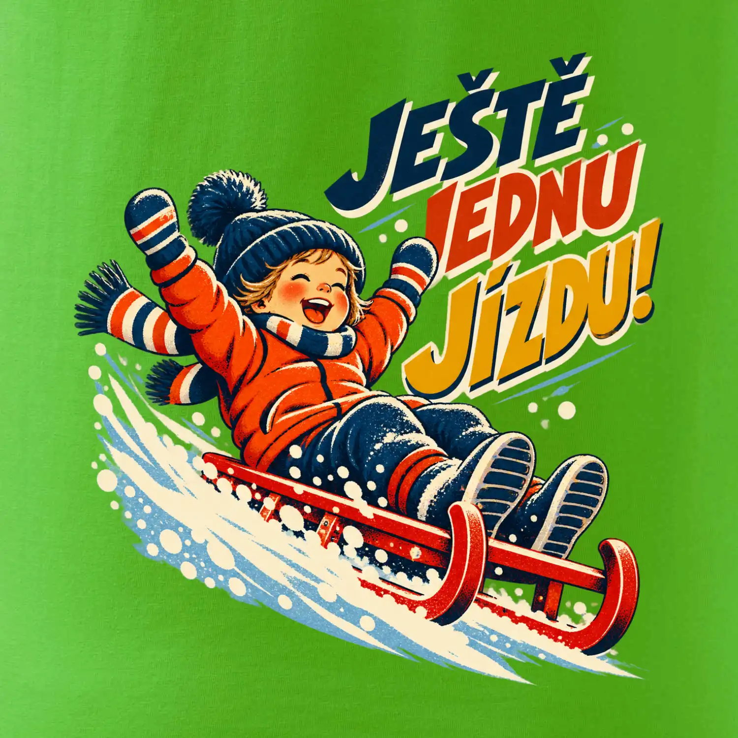 Rodinná vánoční trička - Ještě jednu jízdu dítě sáňkování