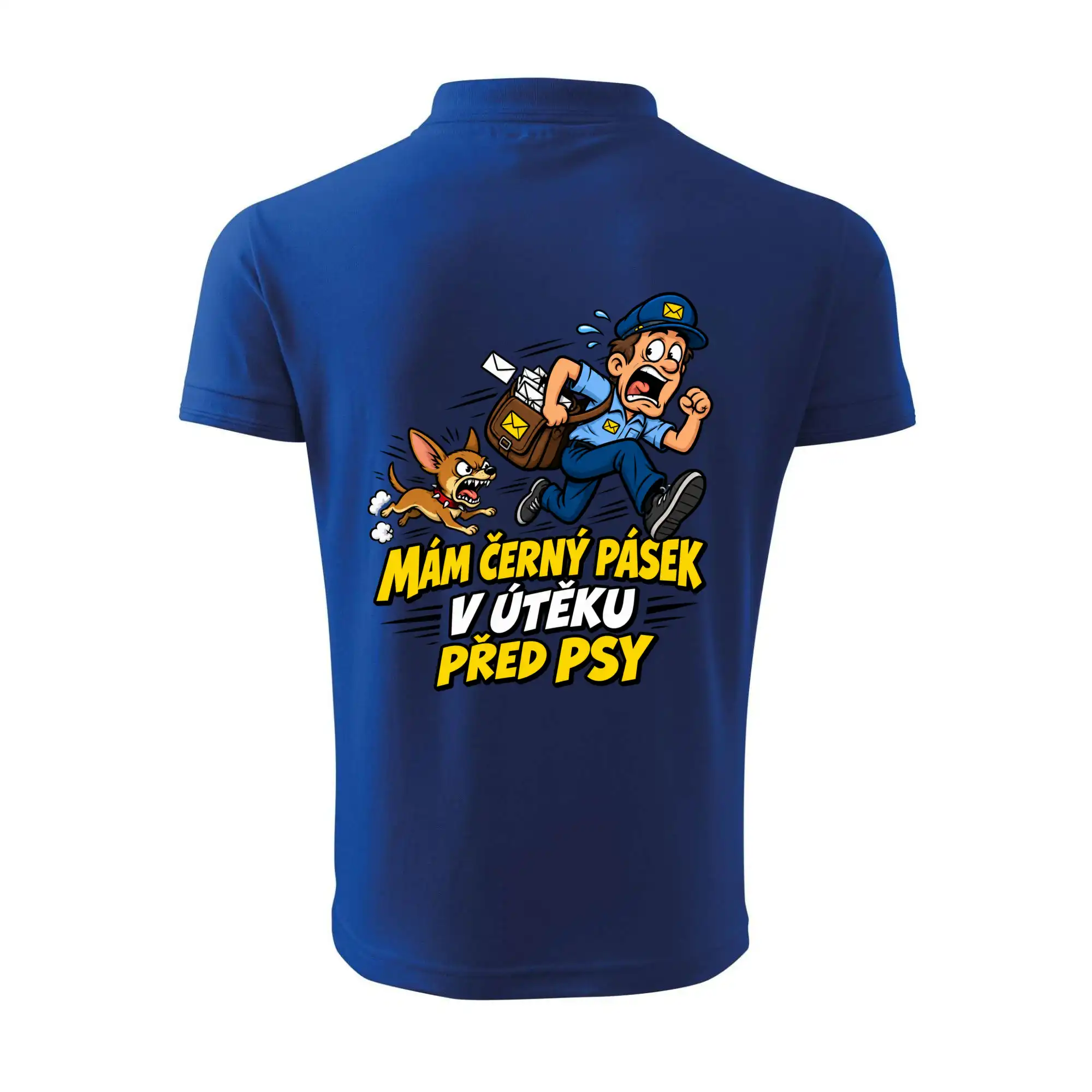 Černý pásek v útěku před psy