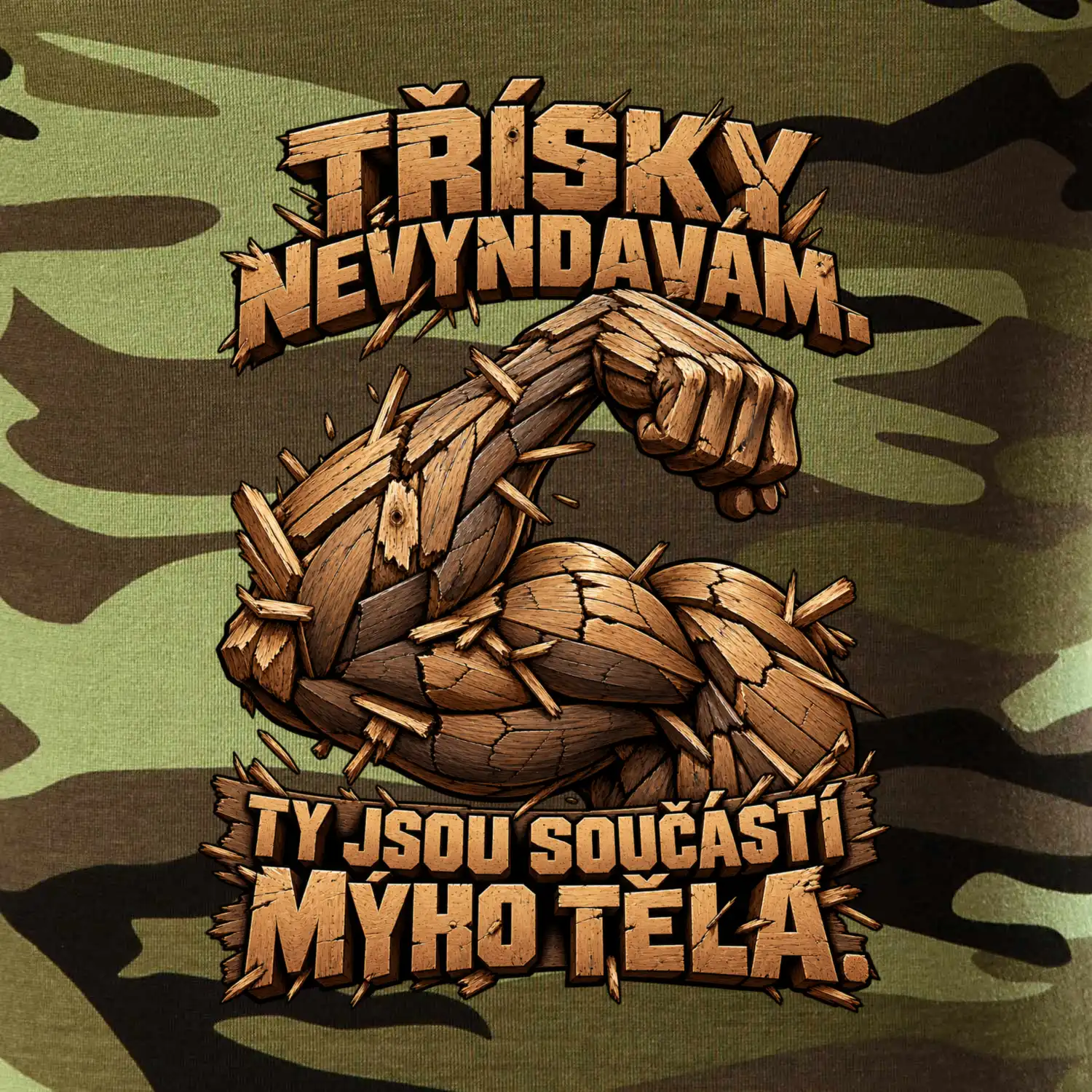 Třísky nevyndavám ty jsou součástí mýho těla - dřevěná paže