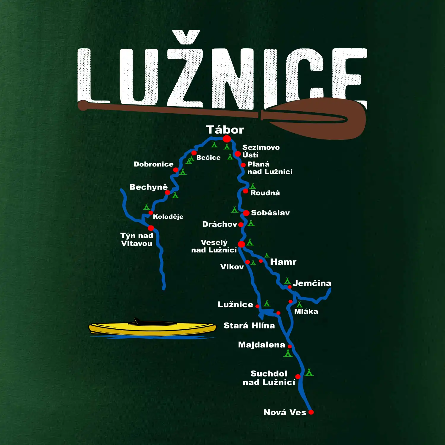 Mapa řeky Lužnice