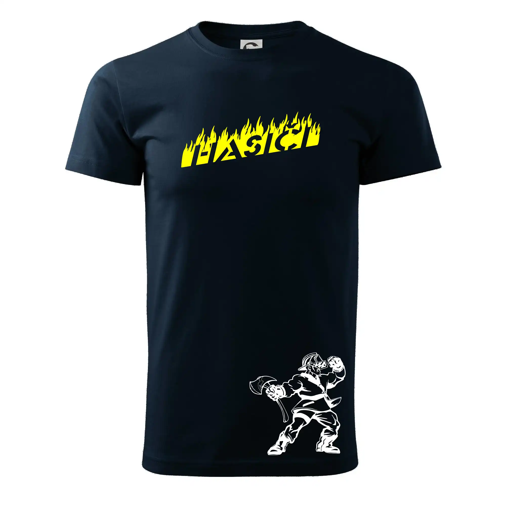 Hasič stojící - nápis hasiči - Velký nápis  na zádech
