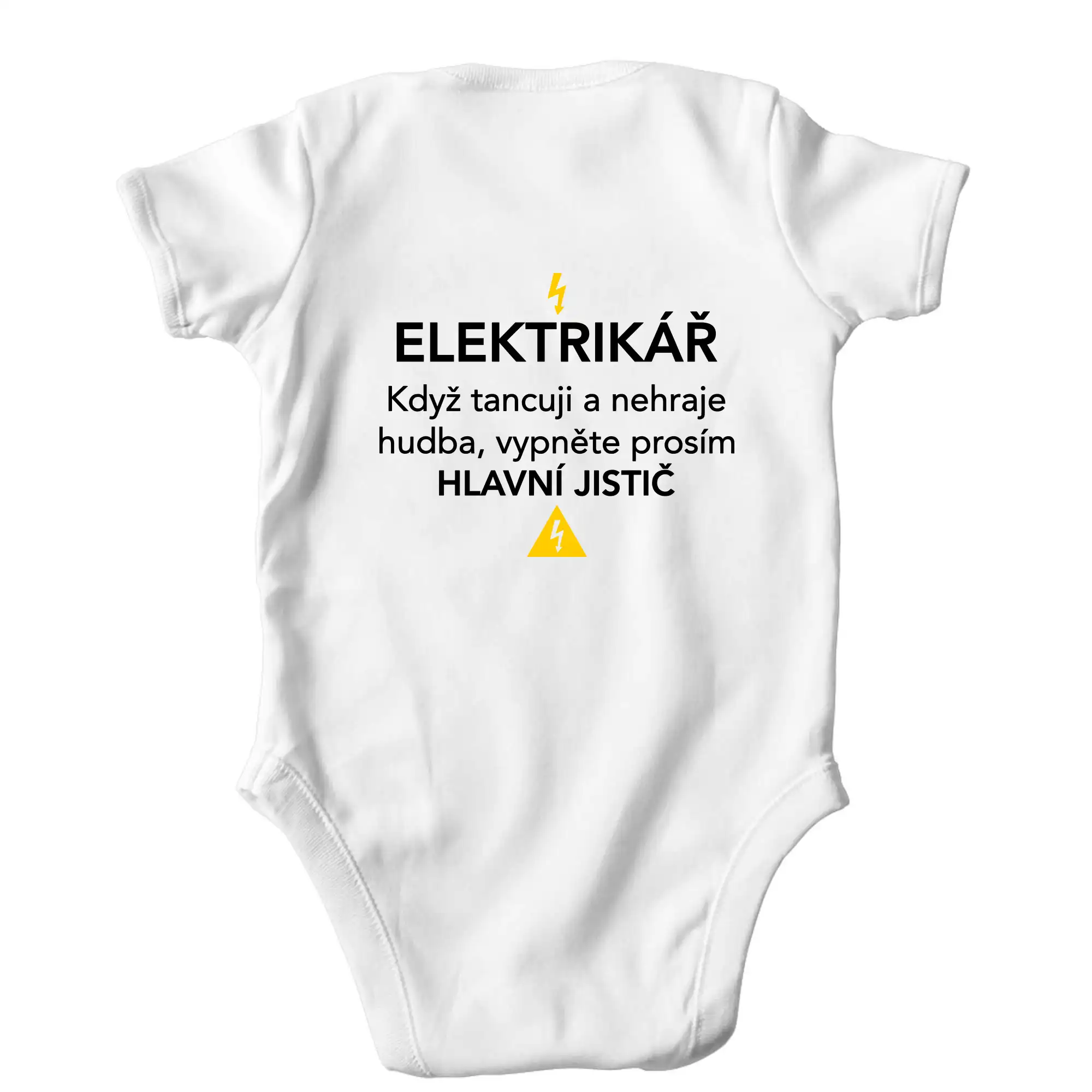 Elektrikář - hlavní jistič - Nápis na zádech