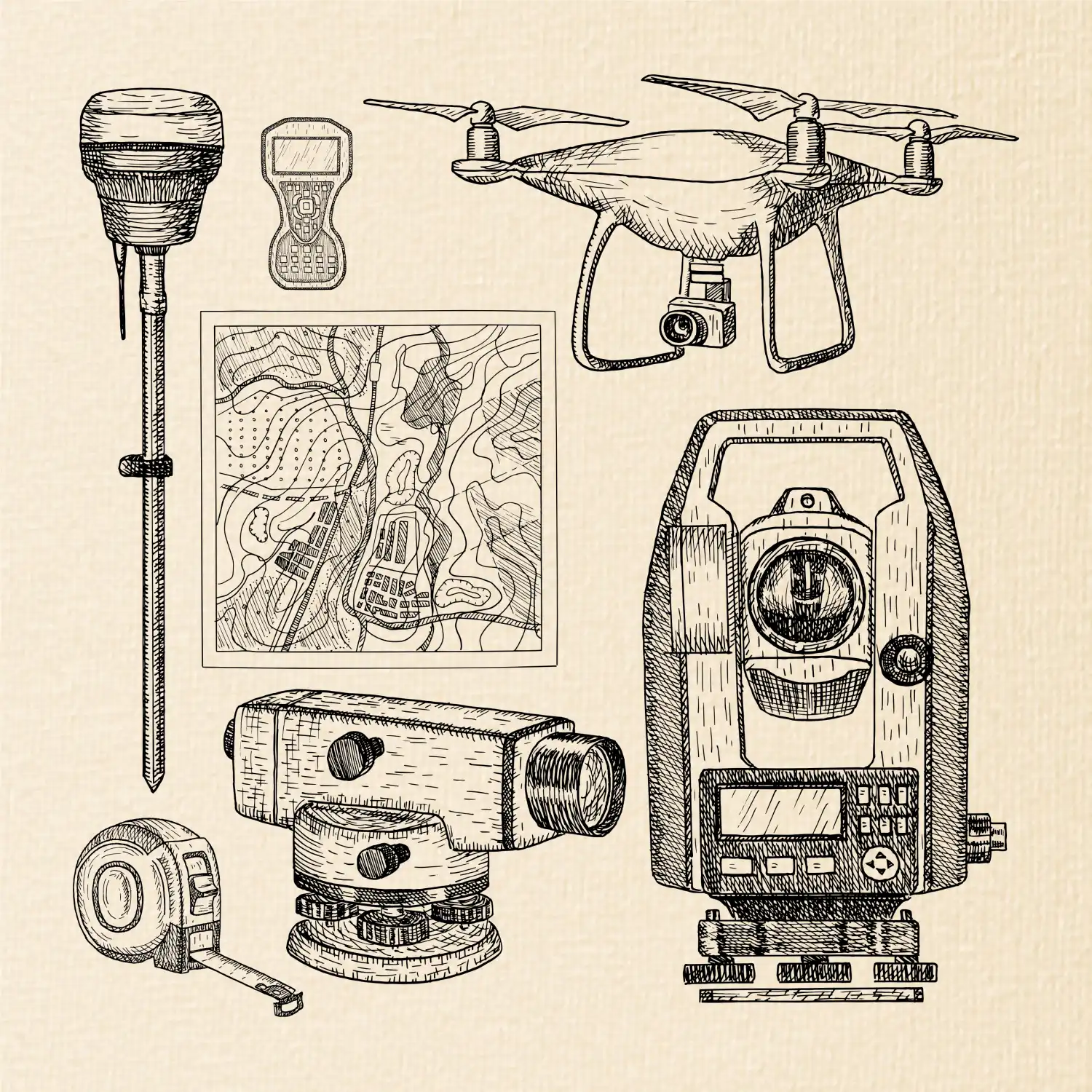 Geodet teodolit dron