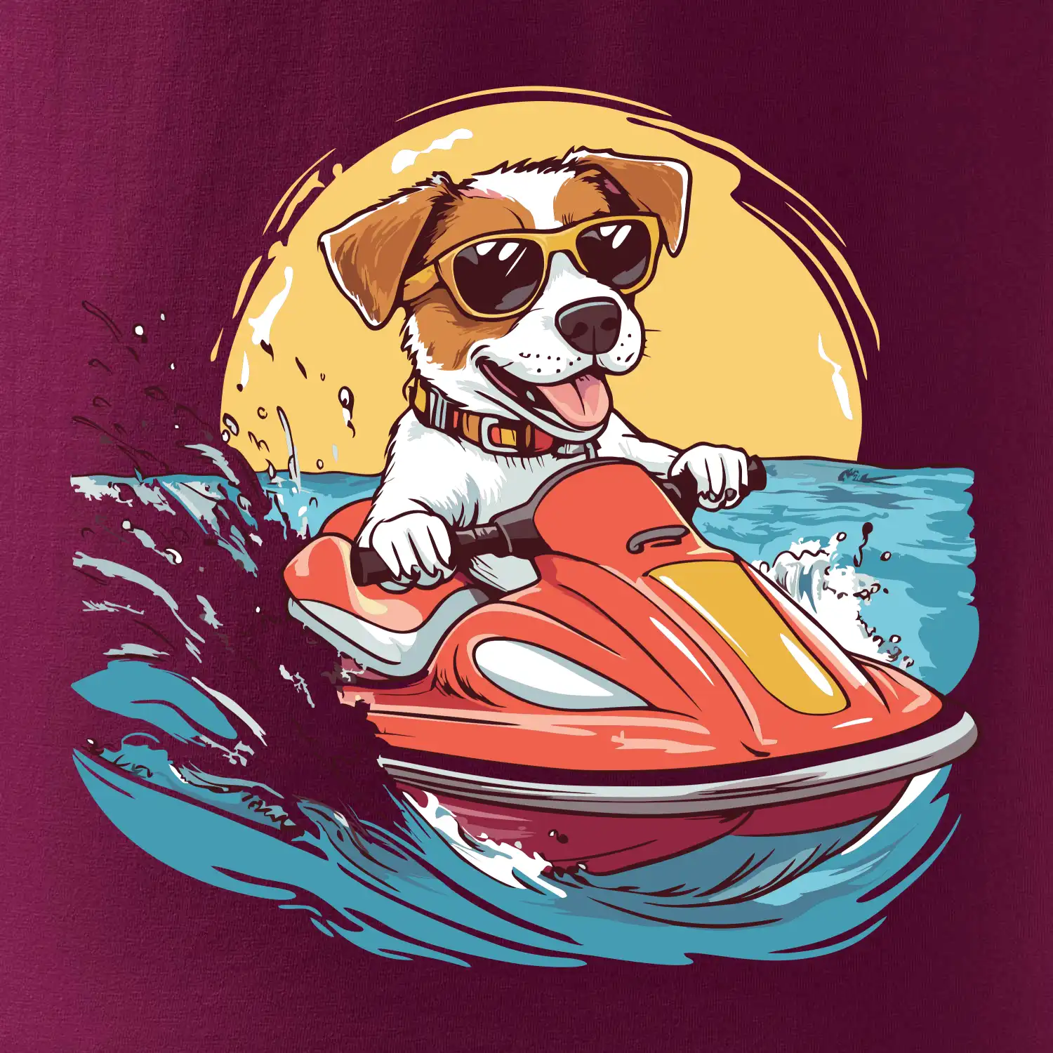 Jack russell teriér na vodním skútru