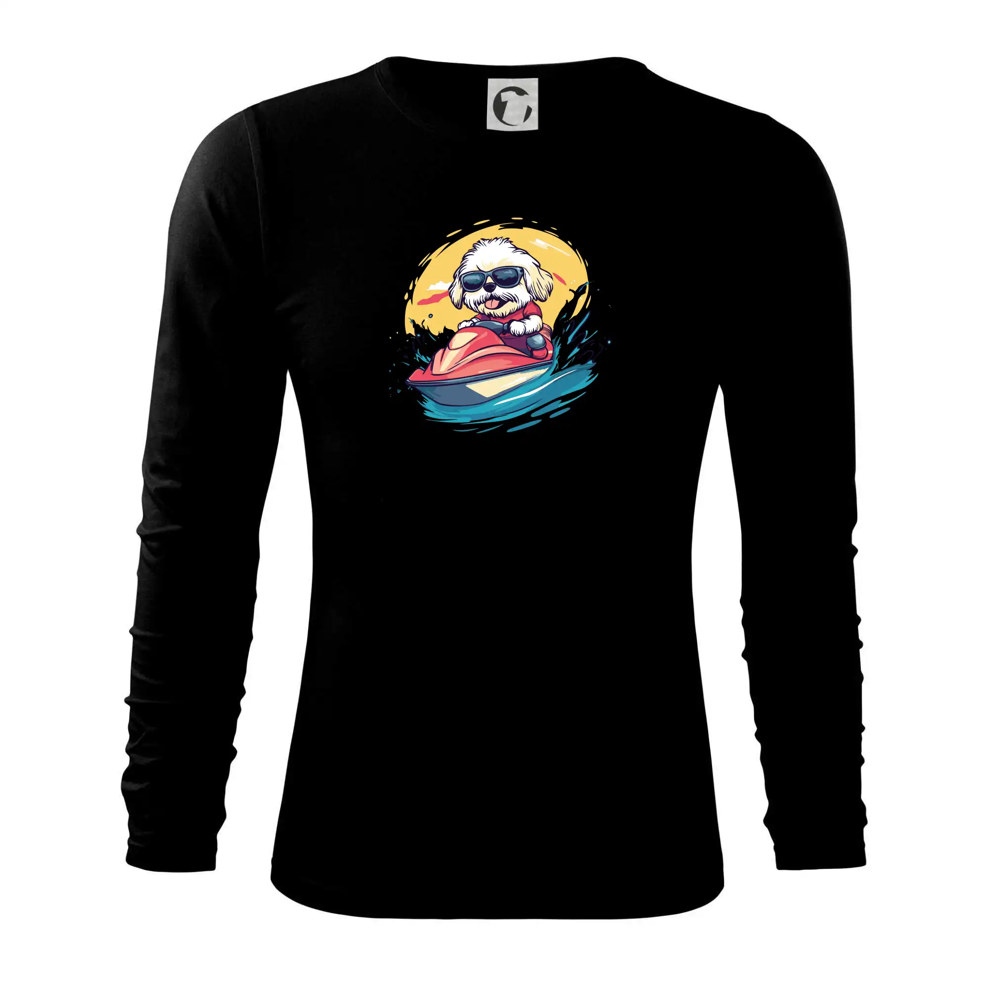 Lhasa Apso na vodním skútru