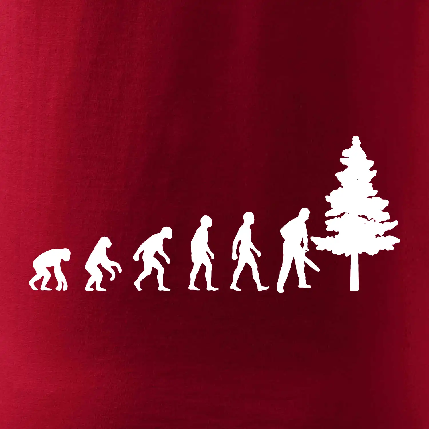 Evoluce dřevorubec - pila a strom