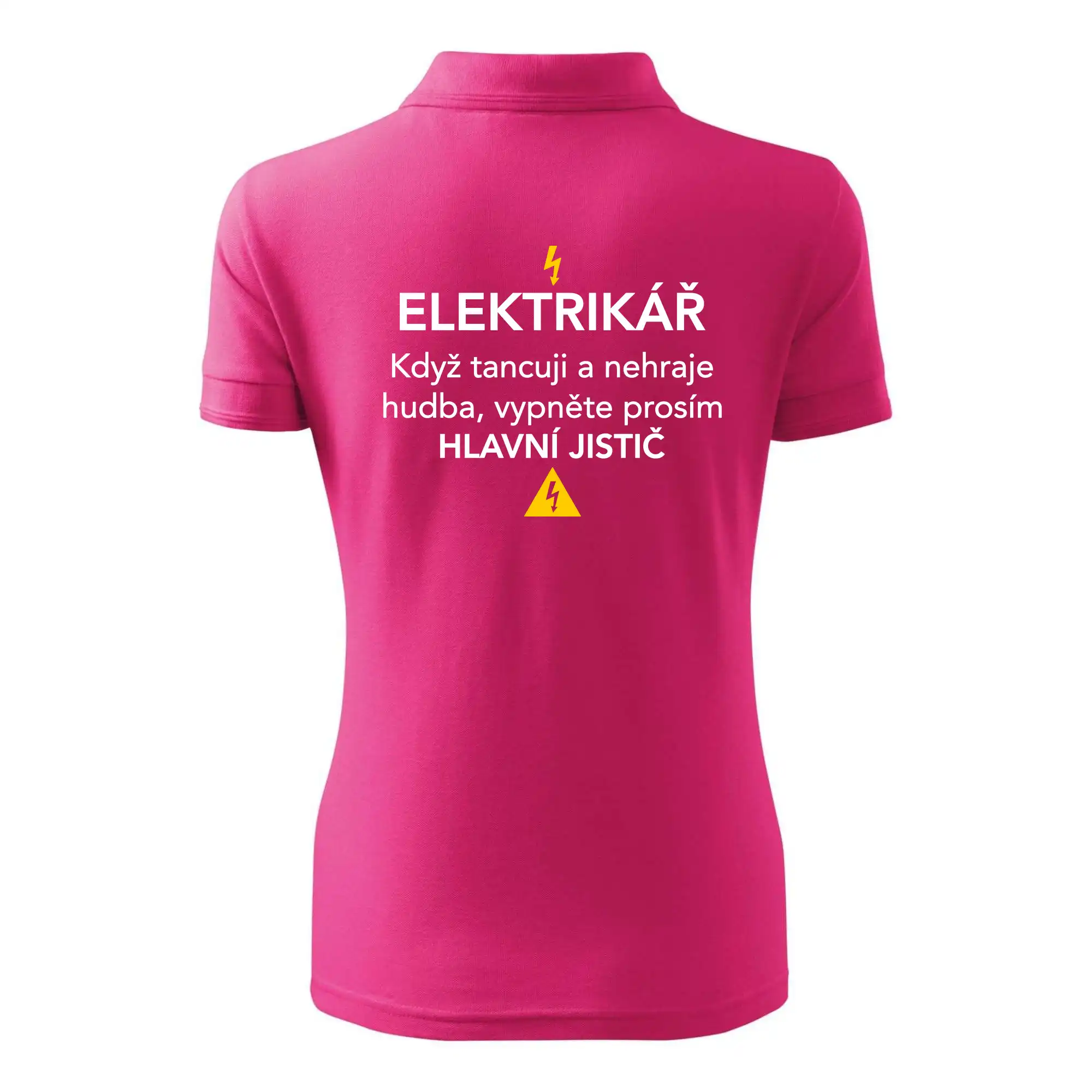 Elektrikář - hlavní jistič - Nápis na zádech