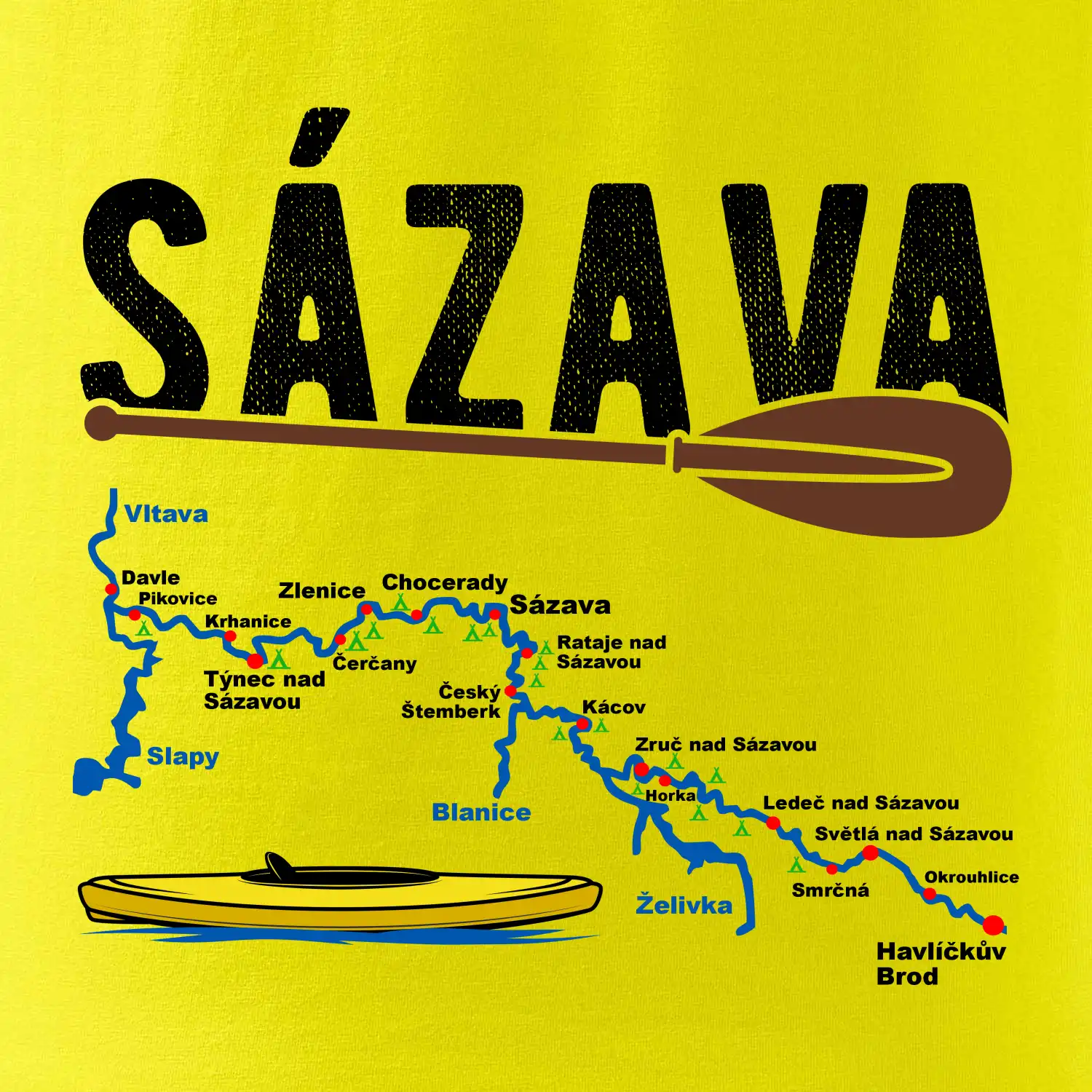 Mapa řeky Sázavy