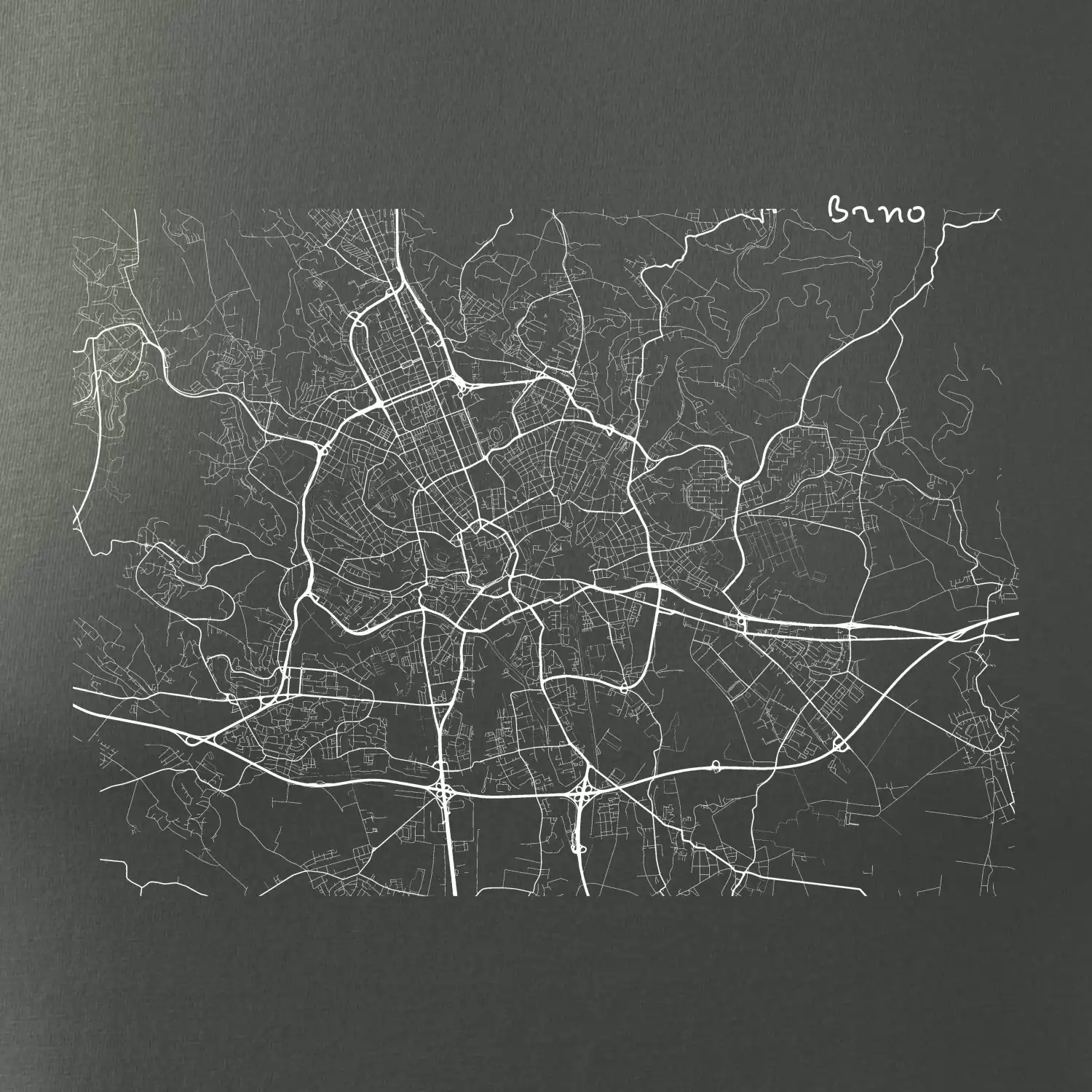 Černobílá mapa Brno