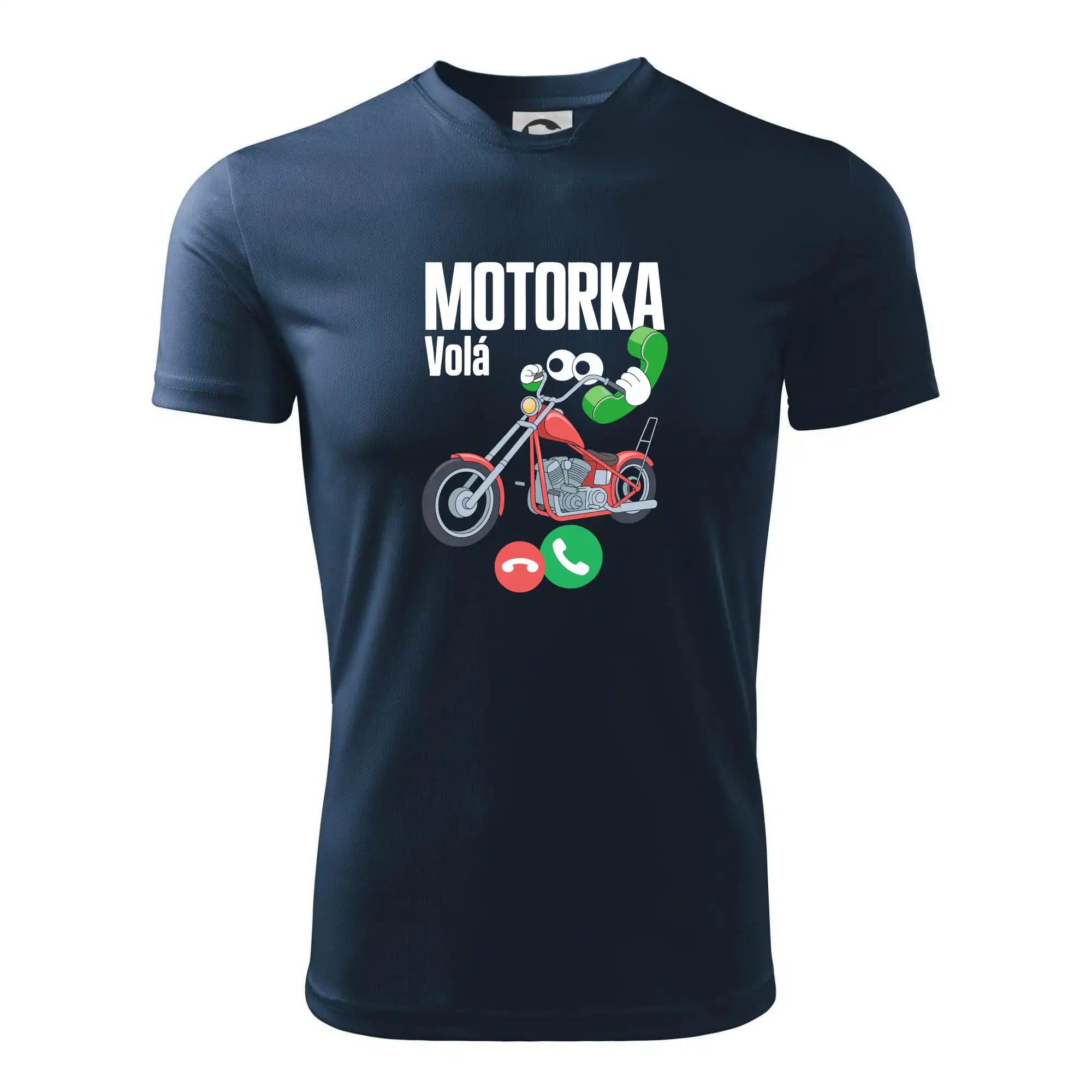 Karikatura motorka chopper volá