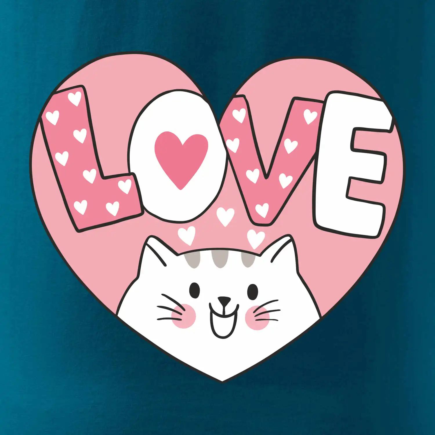 Kočka love - růžové srdce