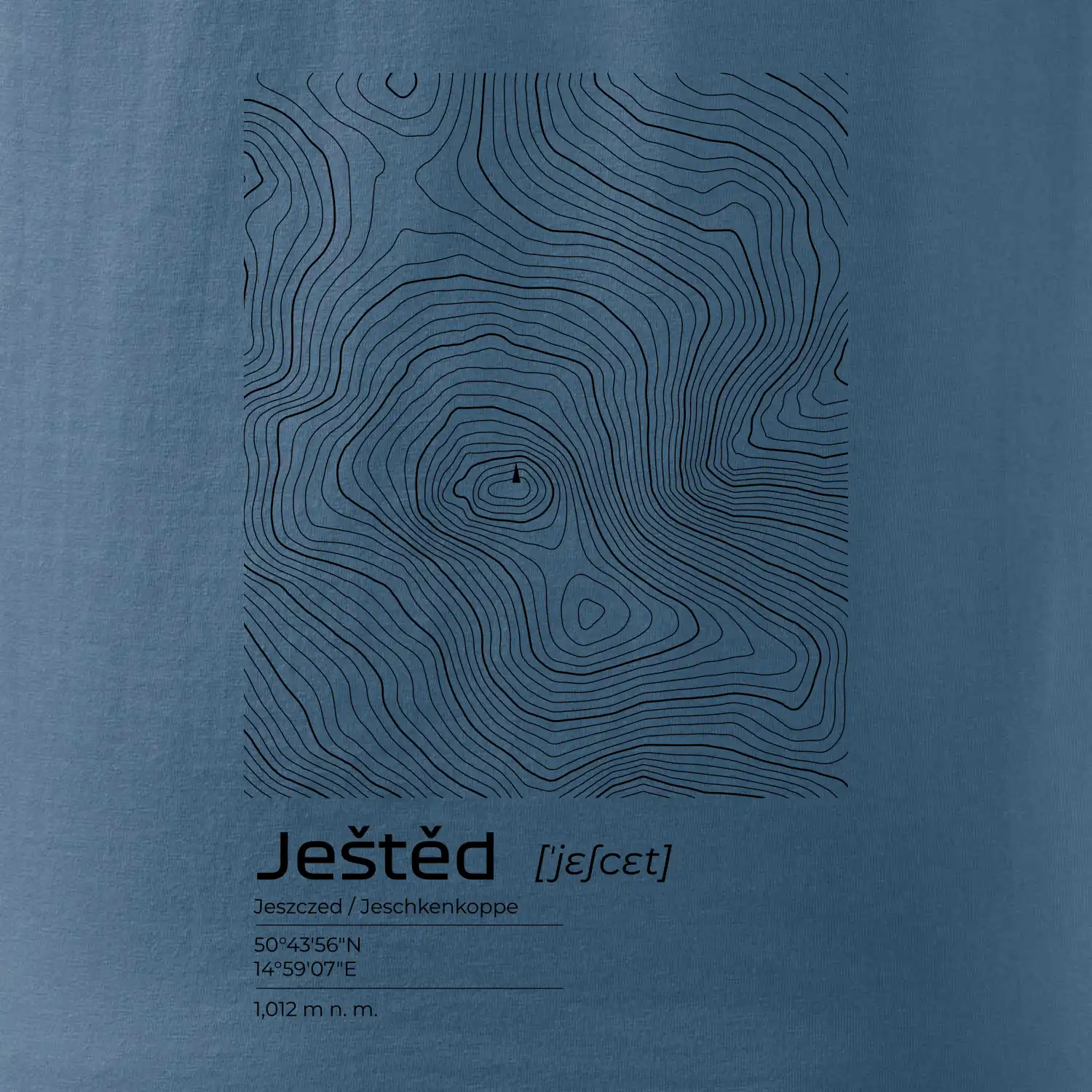 Ještěd - vrstevnice v obdélníku