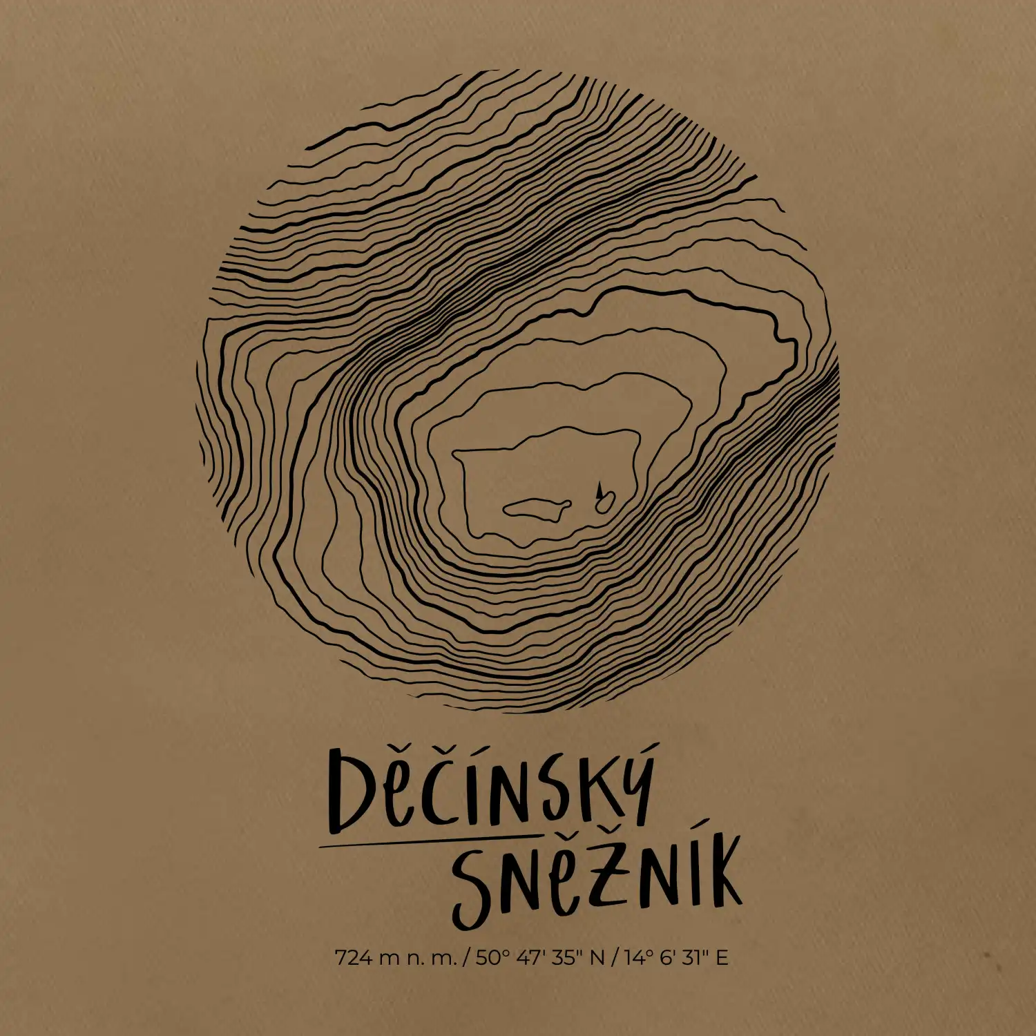 Děčínský Sněžník - vrstevnice v kruhu