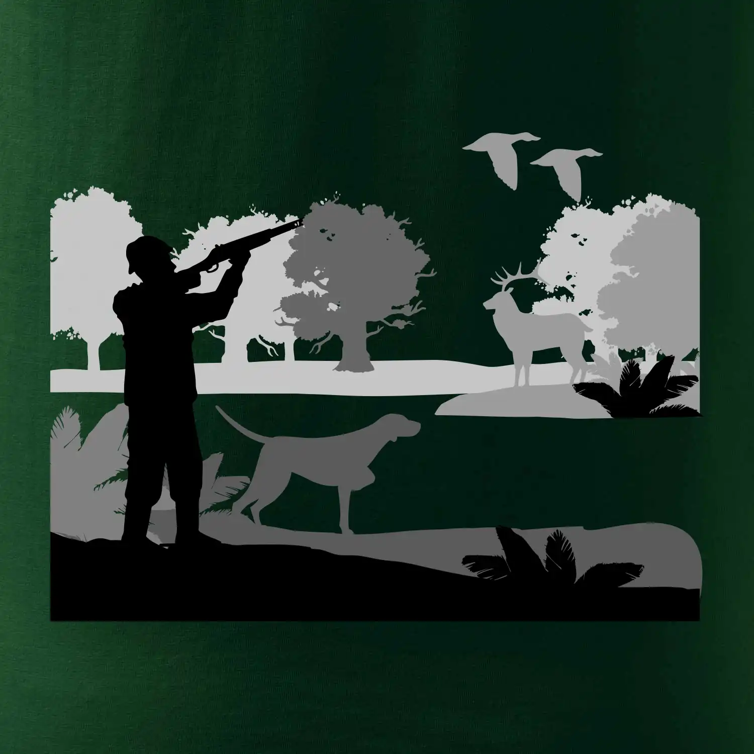 Lovec a ohař v lese