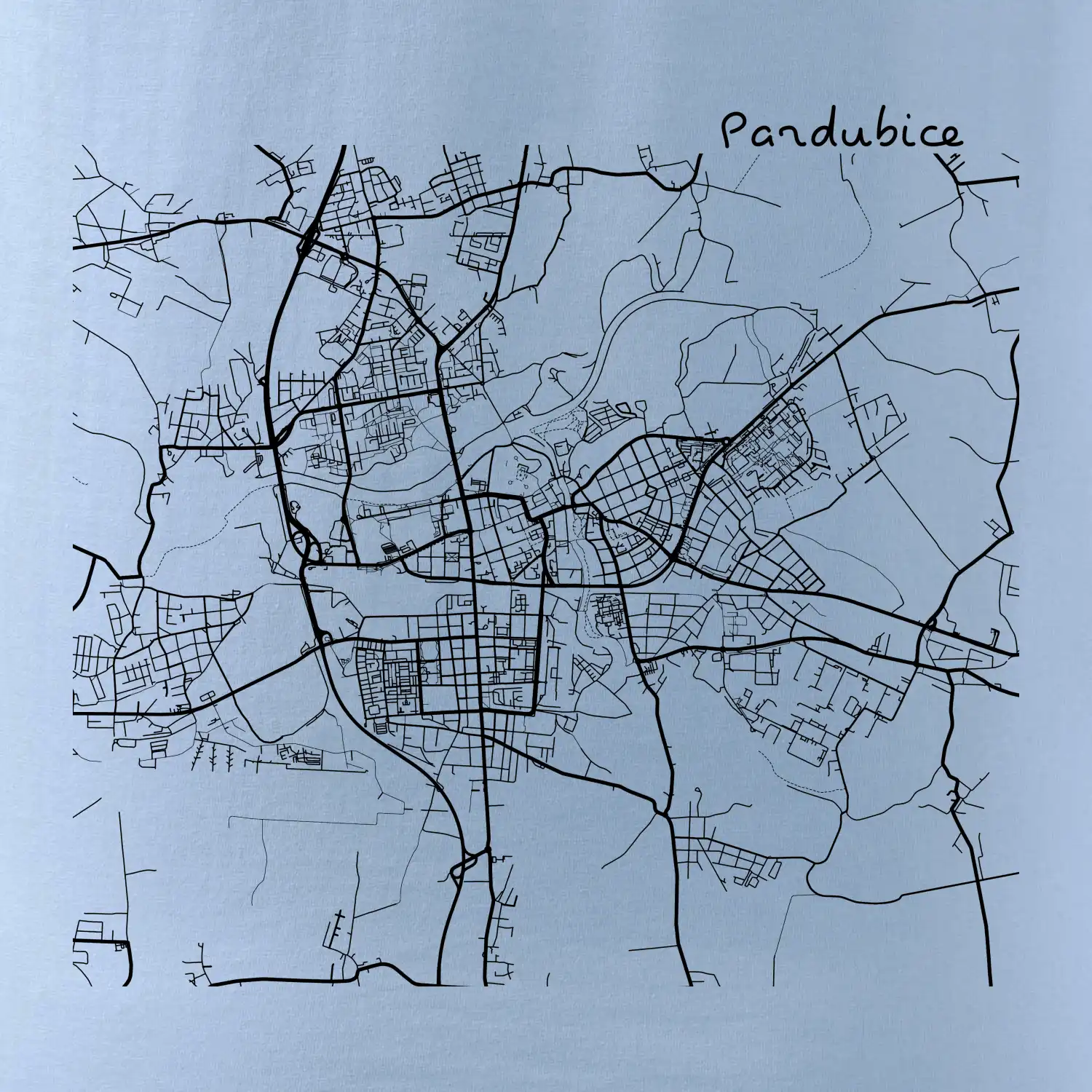 Mapy měst černobílé Pardubice