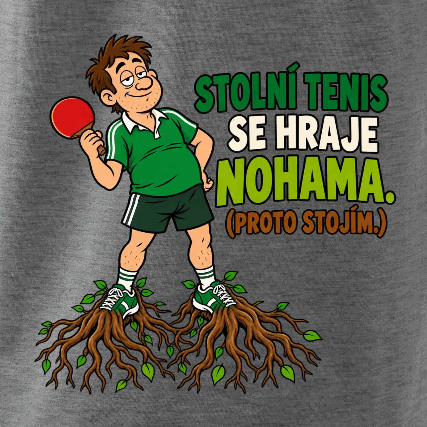 Stolní tenis se hraje nohama. (proto stojím.)