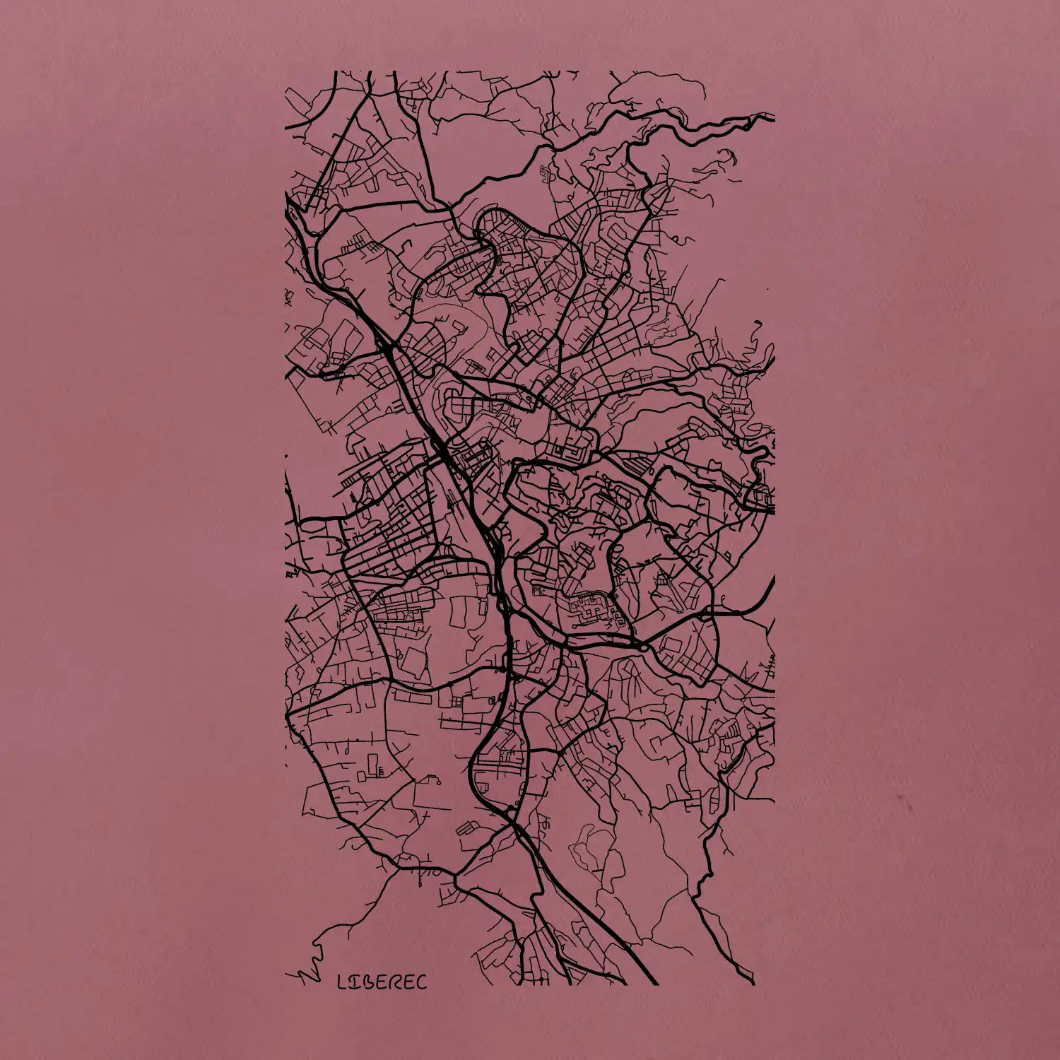 Černobílá mapa Liberec