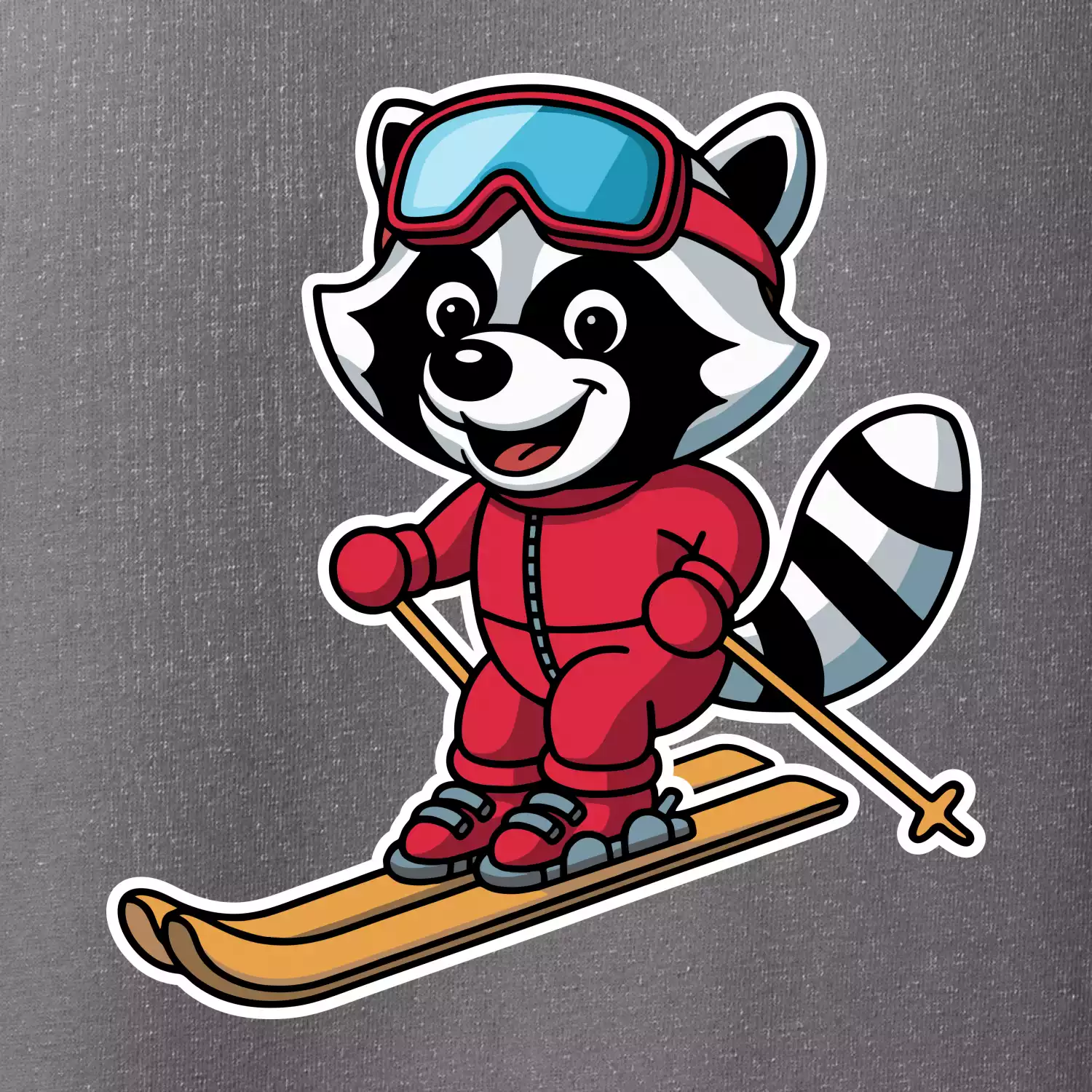 Mýval na lyžích - kreslený