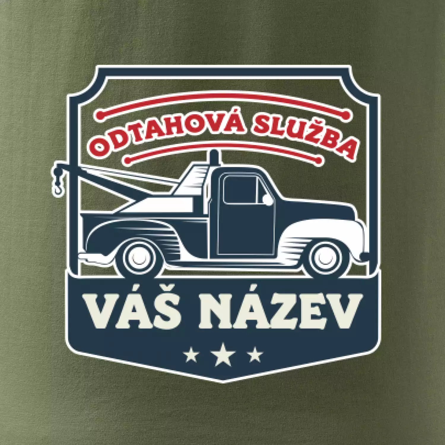 Odtahová služba - erb - červený nápis